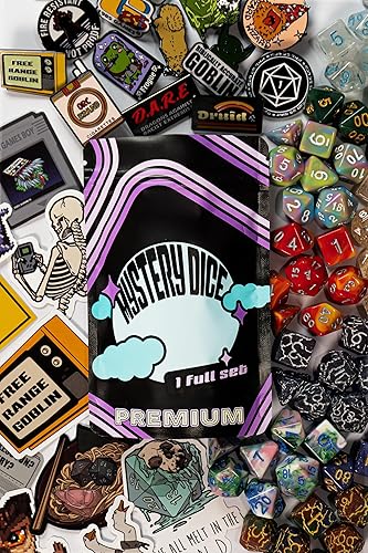 Miniatura 30 de 1985 Games Mystery Dice Juego de 7 dados poliédricos, amplia gama de patrones, dados de juego, adecuados para juegos de rol y juegos de mesa Dados