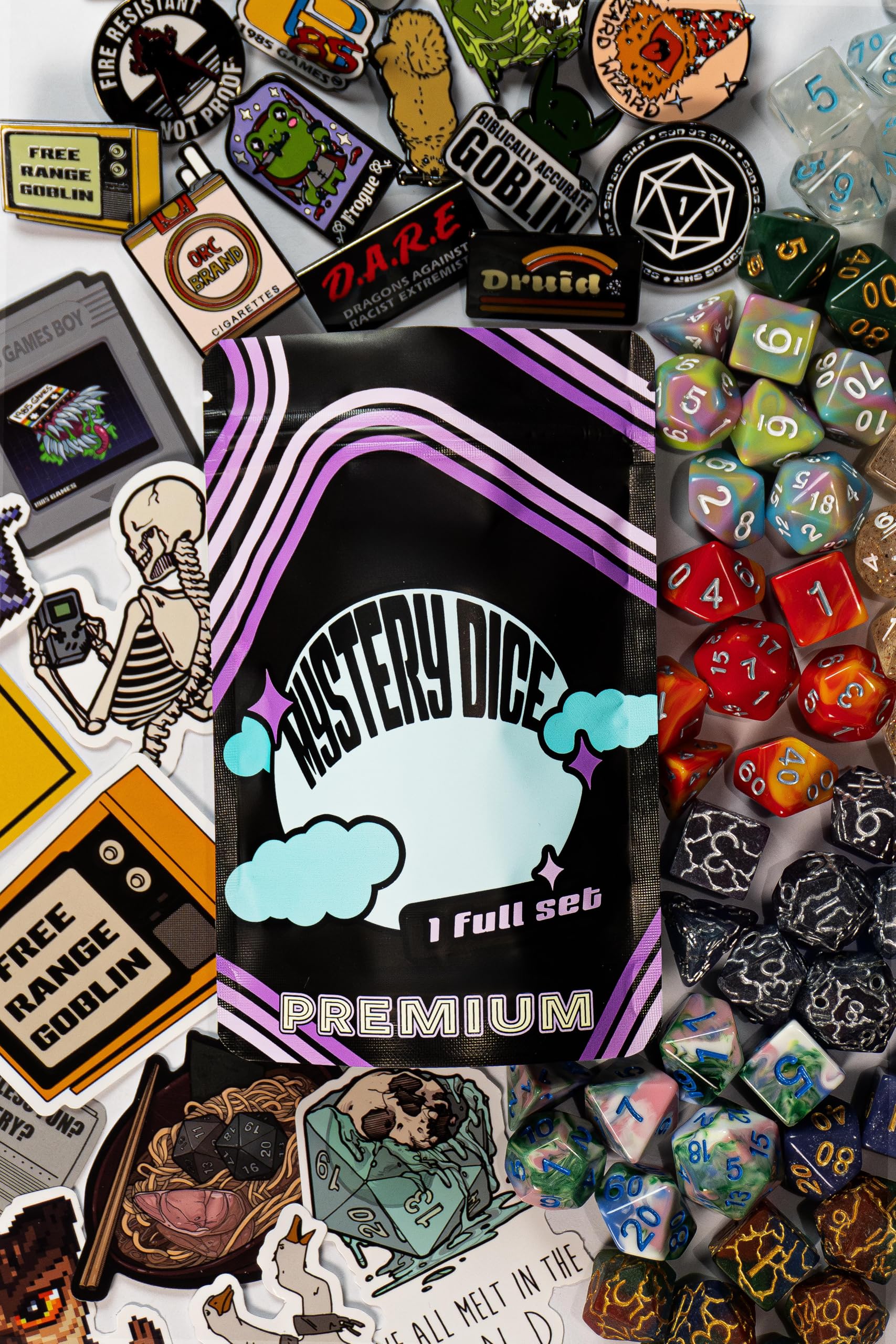 1985 Games Premium Mystery Dice, Set of 7 Polyhedral Dice, Wide Range of Patterns, Gaming Dice - Image 2