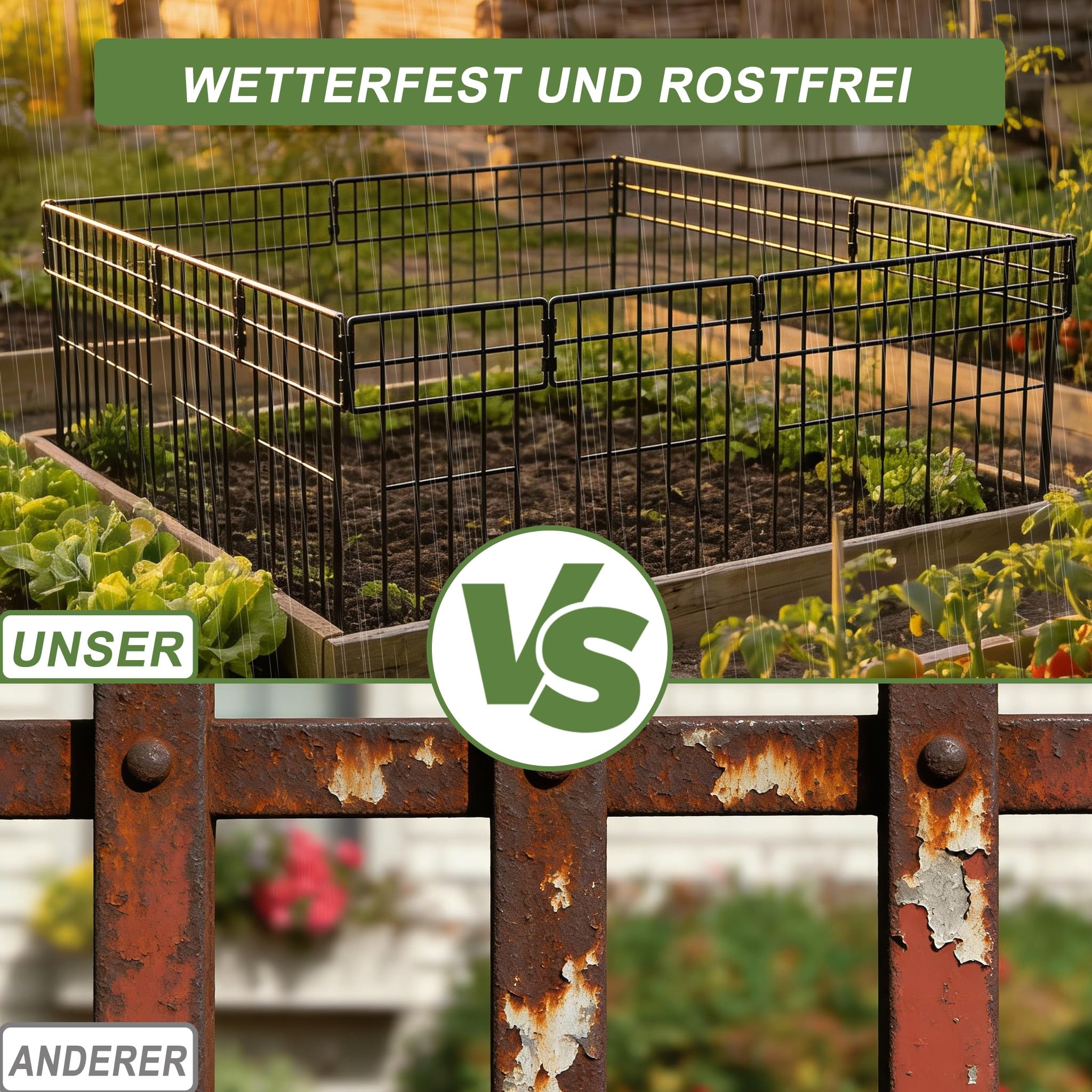 XMTECH Dekorativer Gartenzaun aus Metall, 25 Stück, 42x32cm, Schwarz, Mobiler Zaun für Hunde, Blumenbeet & Hof, Camping, Steckzaun, Zaun Garten, Hundezaun - Type B