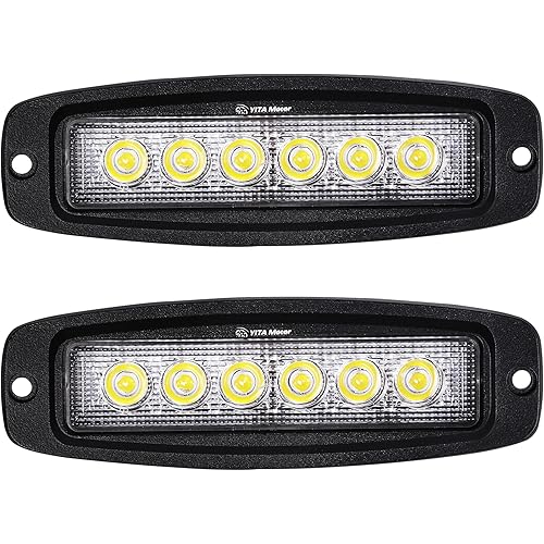 YITAMOTOR Single Row LED Light Bar 2Pcs 7Inch 18W Flood Flush Mount LED Light Pods LED Work Light Off Road Lights Driving Lights Led Fog Light for bumper Boat Lighting, 2 Years Warranty