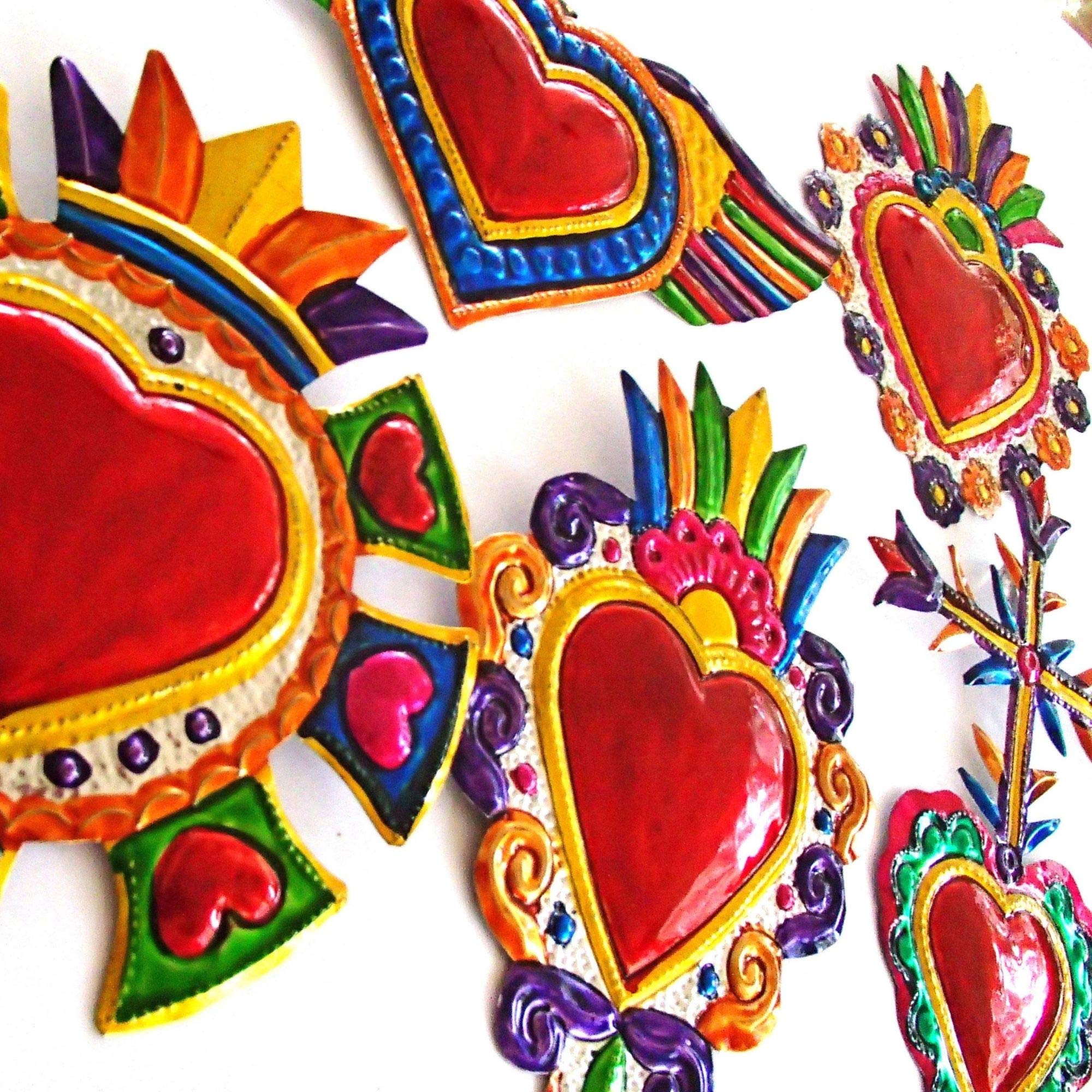 Amazon.co.jp: Mexican Hearts Milagros Mexicanos 5ピース カラフル