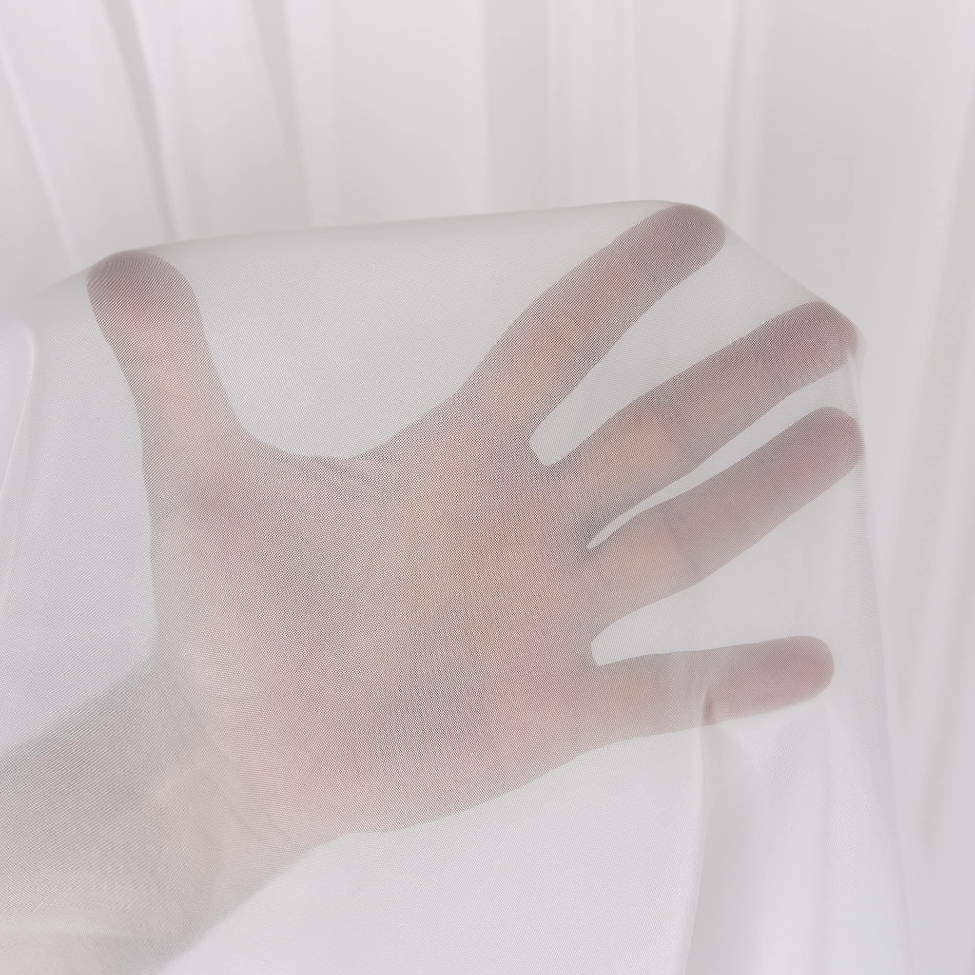 Voilage blanc semi-transparent avec galon fronceur et finition bande de plomb, aéré, moderne et durable pour n'importe quelle fenêtre, rideaux et systèmes de rideaux en ligne (210 x 200 cm (H x l)