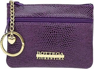 Bottega Fiorentina Italian Made Purple Lizard Print Leather Small Womens Key Case