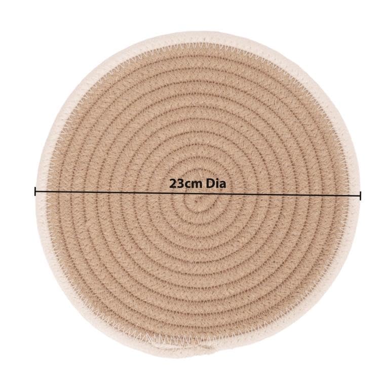 Image of DENOVA Cotton Rope Trivet for Hot Pans and Pot, Heat Resistant Table Mat, Round Handmade, Kitchen and Home Decor, Beige and creame Line Pack of 3