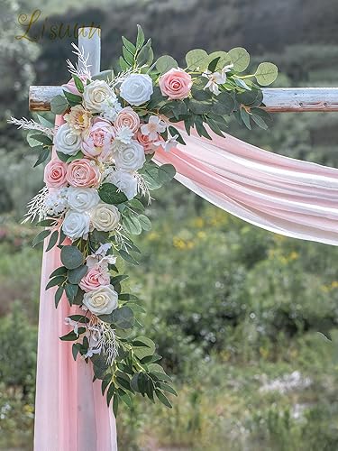 Miniatura 3 de Lisuun Flores de arco de boda, flores artificiales para decoración, guirnalda de flores grandes para boda romántica en anticipación y ceremonia de