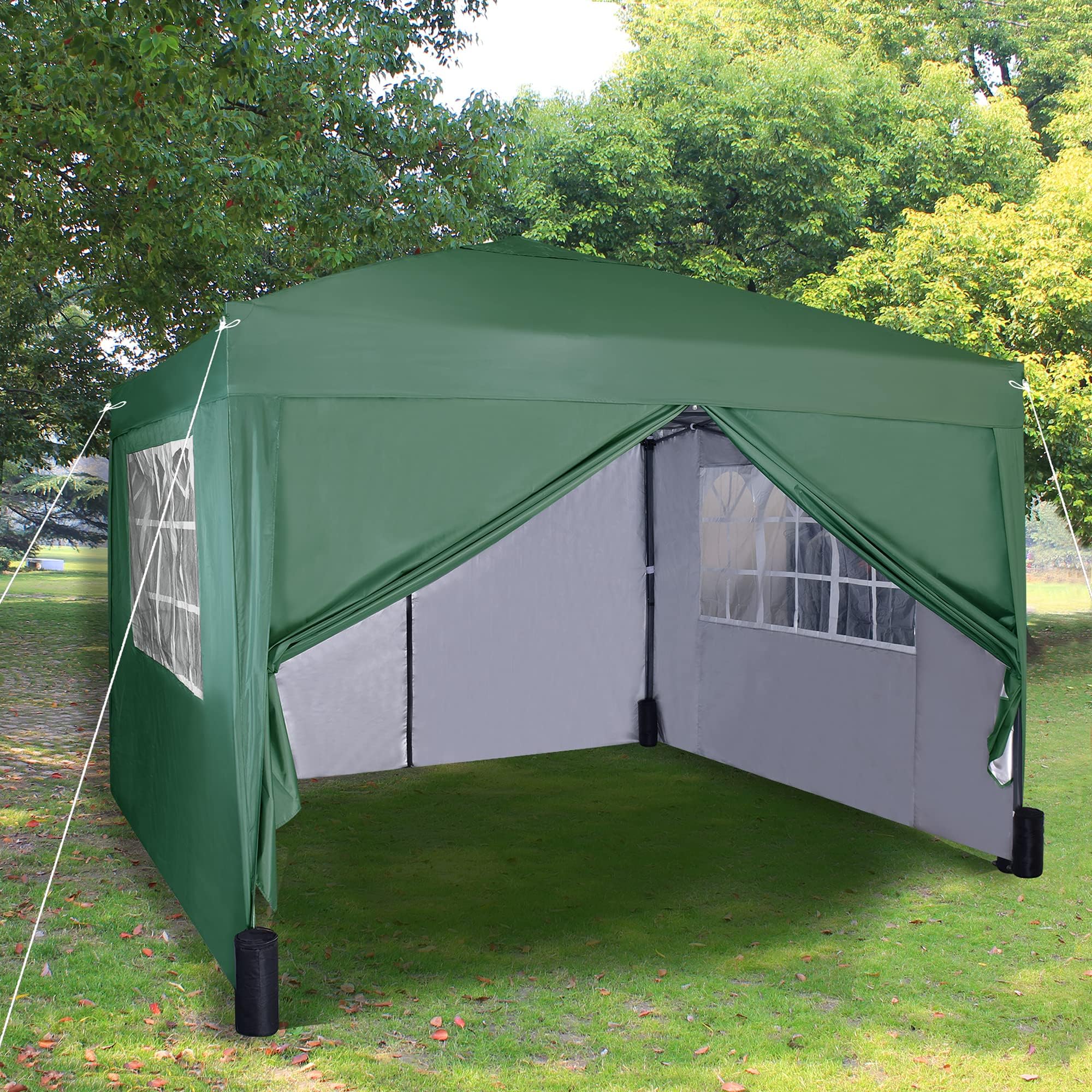 VOUNOT 3m x 3m Pop Up Gazebo with Sides & 4 Weight Bags & Carry Bag