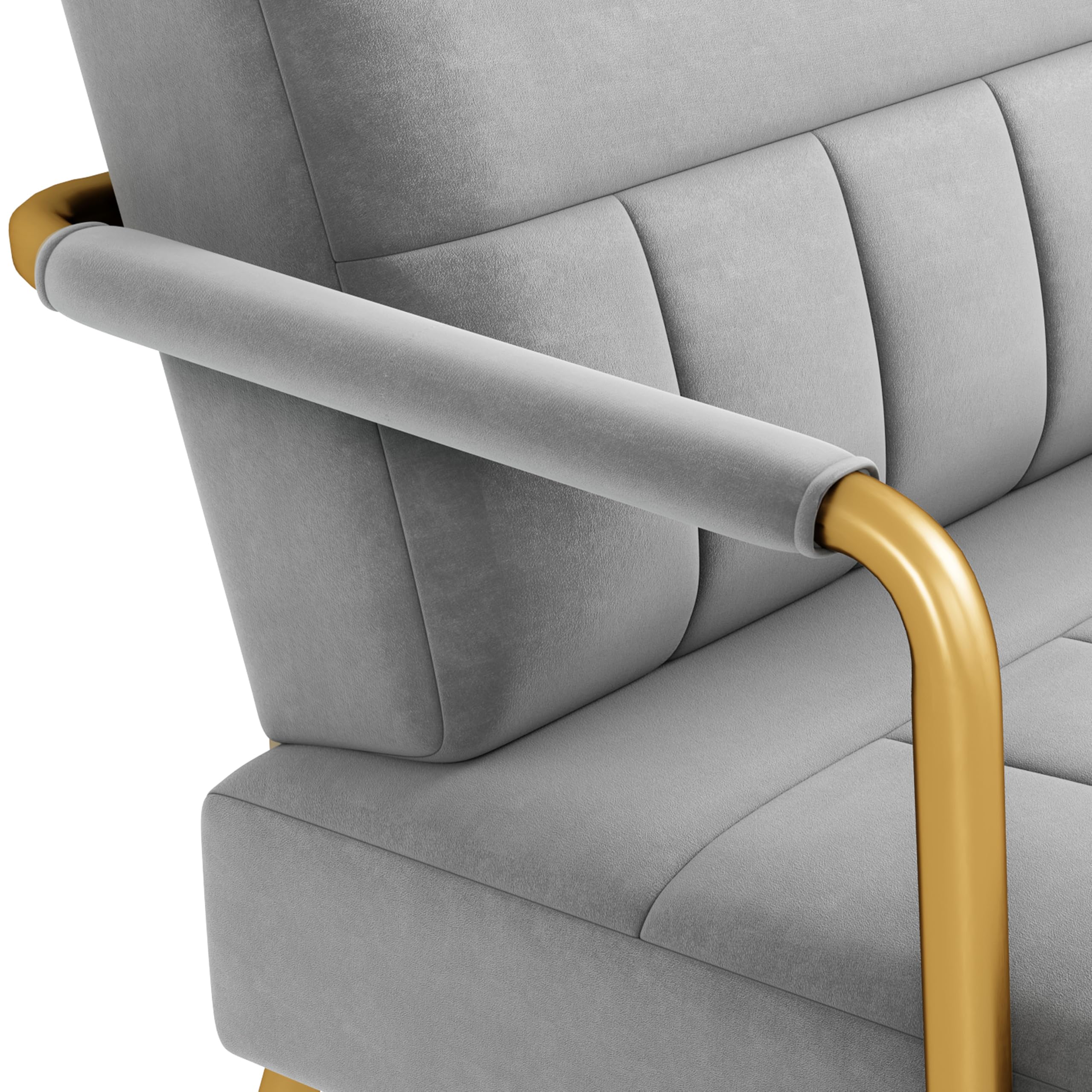 Yaheetech Divano Imbottito a 2 Posti in Velluto Divanetto da Salotto con Braccioli 143,5 cm × 71,5 cm × 75,5 cm Sofa Moderno con 2 Cuscini Divano per Soggiorno Camera da Letto Grigio Chiaro