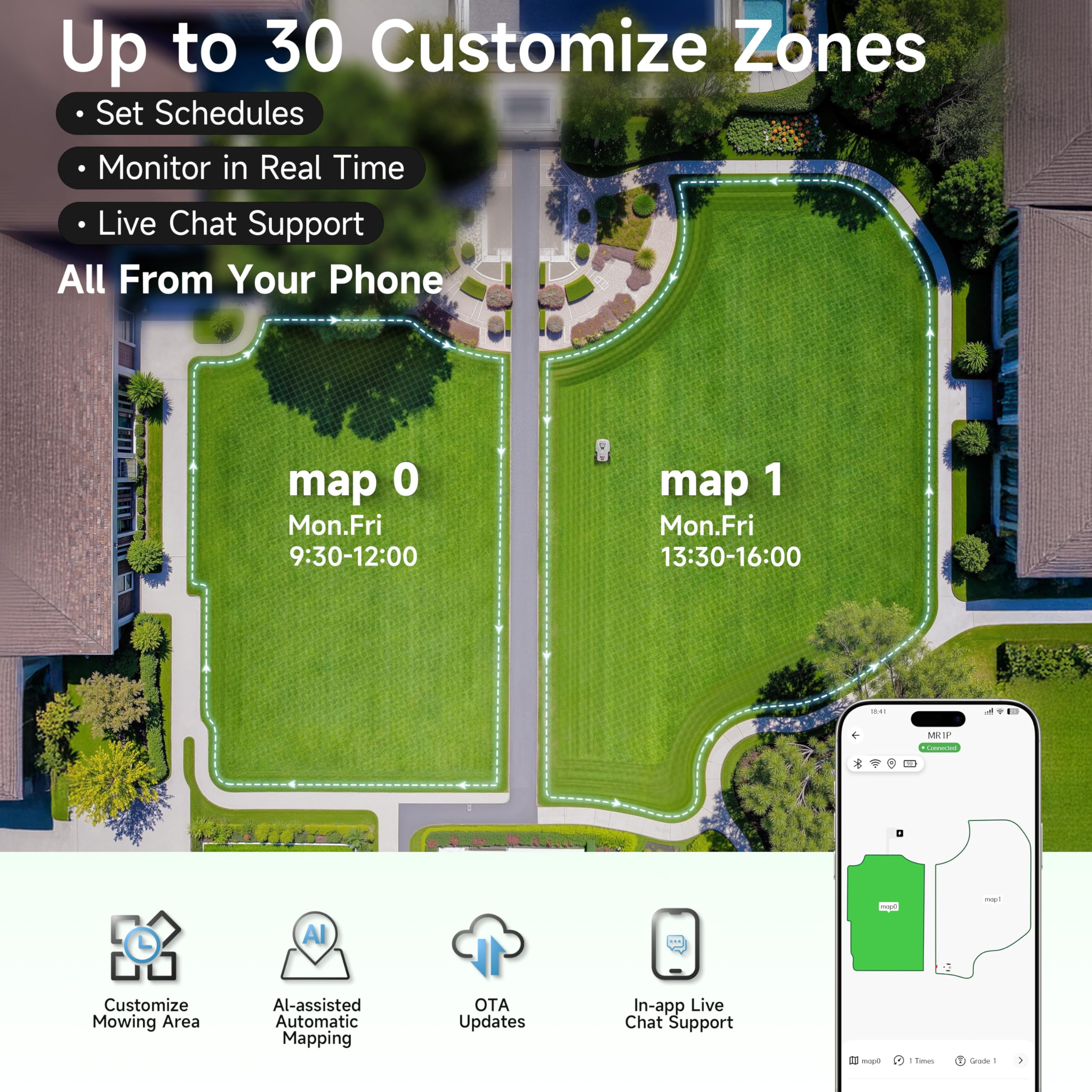 BESTMOW Robot Lawn Mower - 1.5 Acre, App Control -4