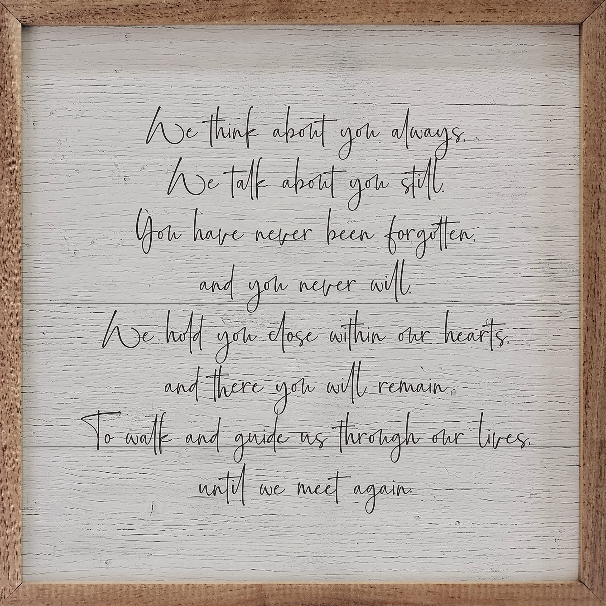 Kendrick Home Until We Meet Again Whitewash Memorial Wall Home Decor Series Wooden Sign Décor, Different Size Memorial Wall Decor, Home Wall Decor, Signs for Home Decor Wall (16x16)