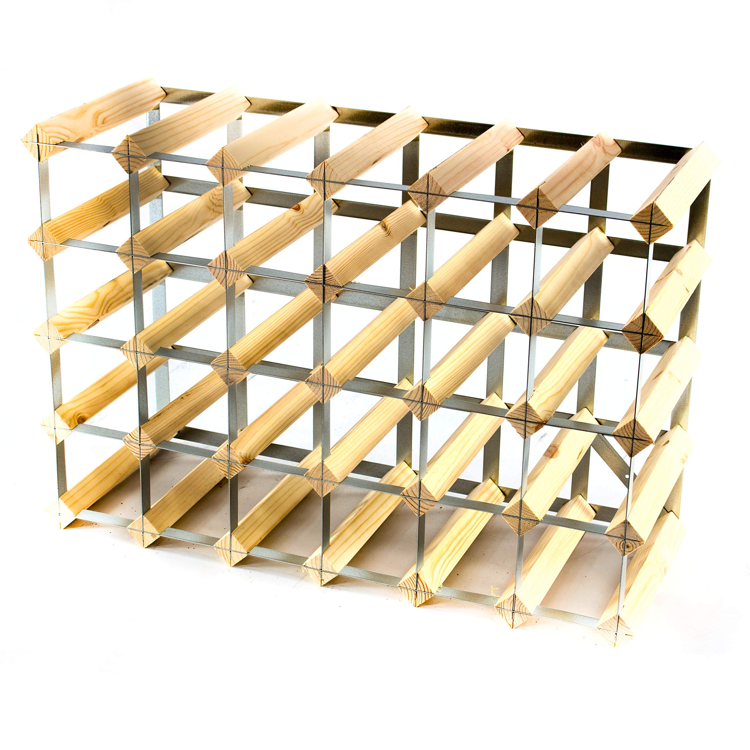 Cranville wine racks Classique en Bois de pin 30 (6x4) de la Bouteille et casier à vin en métal galvanisé assemblés prêts
