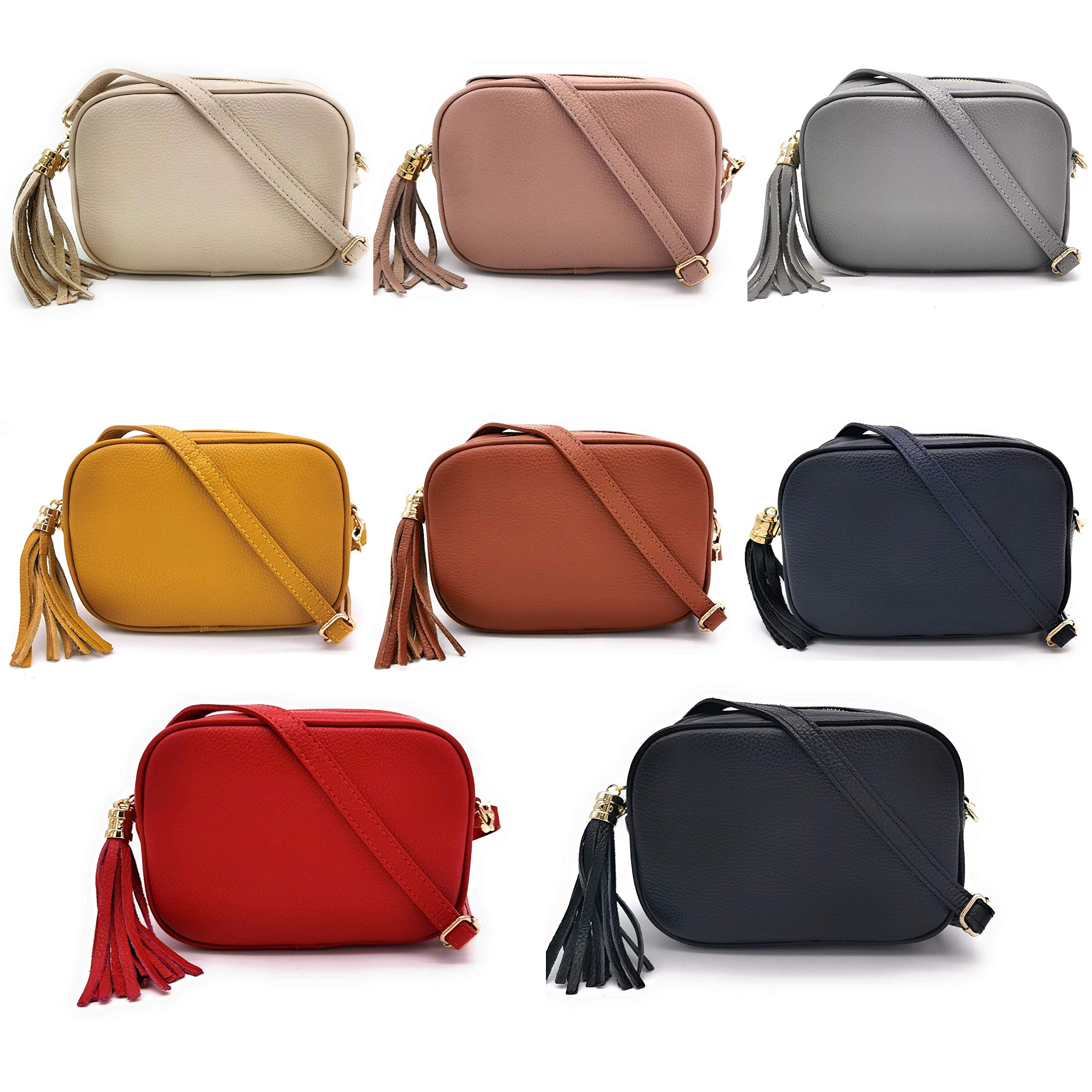 ELIOX Bolso de mujer de piel auténtica Made in Italy pequeño bolso bandolera elegante moda Crossbody Bag Genuine Leather