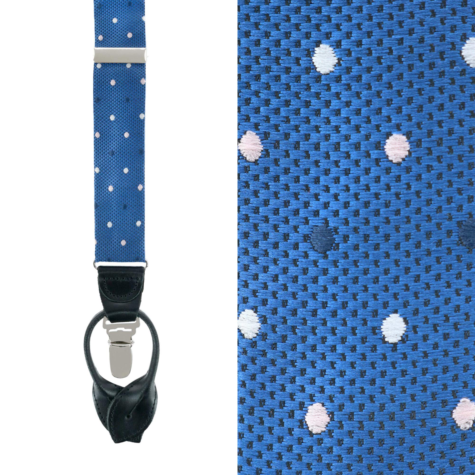 Trafalgar Men's 32MM Polka Dot Convertible Braces (Suspenders), Navy