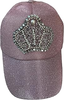 قبعة بيسبول مزينة بحجر الراين للنساء الصغيرات، زهري، مقاس واحد