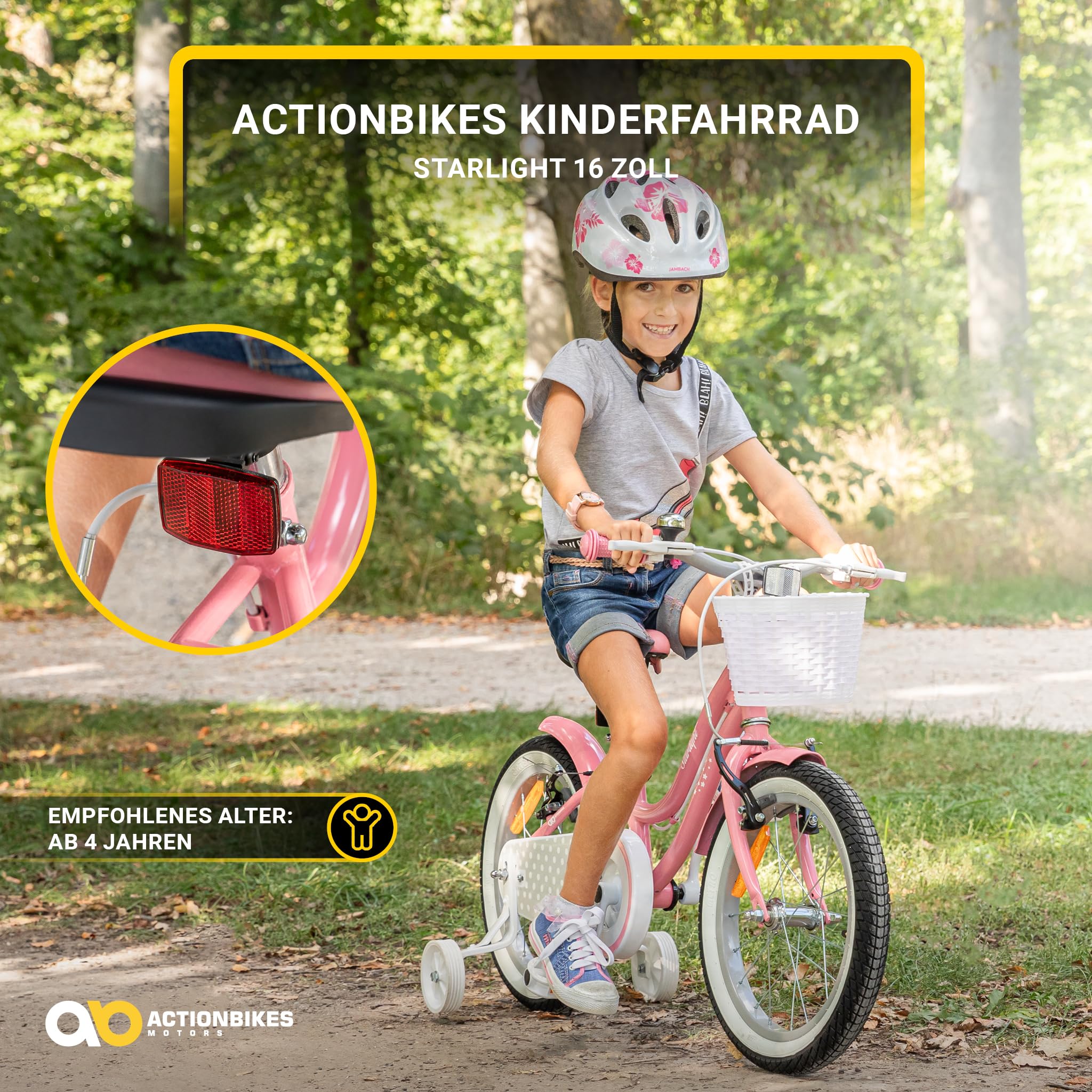 Actionbikes Kinderfahrrad Starlight | 12 16 20 Zoll - V-Brake Bremsen - Fahrrad für Kinder von 2-9 Jahren - Schutzblech v. / h - Kinder Fahrrad für Mädchen & Jungen - Fahrräder - Bicycle - Kinderrad