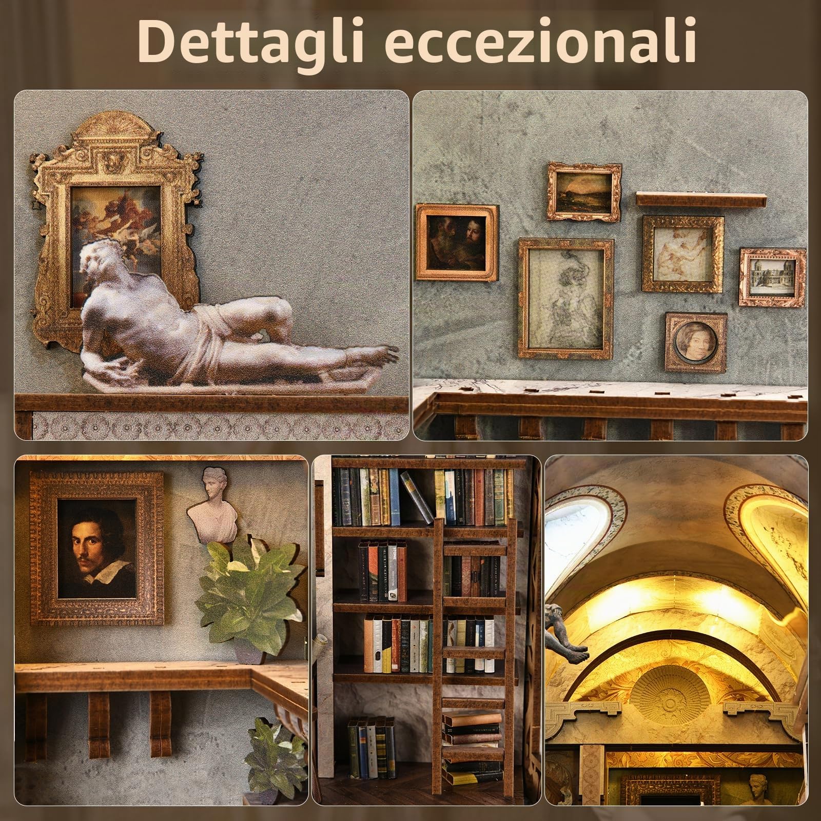 MiniCity Berninis - Kit Book Nook con LED, casa in miniatura fai da te