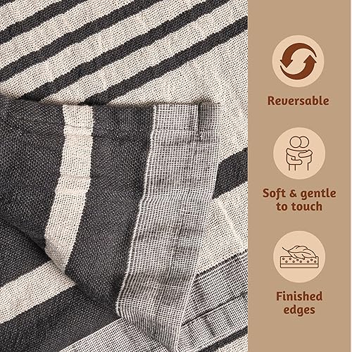 Miniatura 7 de Folkulture Manta para sofá de 50 x 60 pulgadas, manta de Navidad 100% algodón reciclado para silla, manta bohemia para cama, sofá, ligera, manta