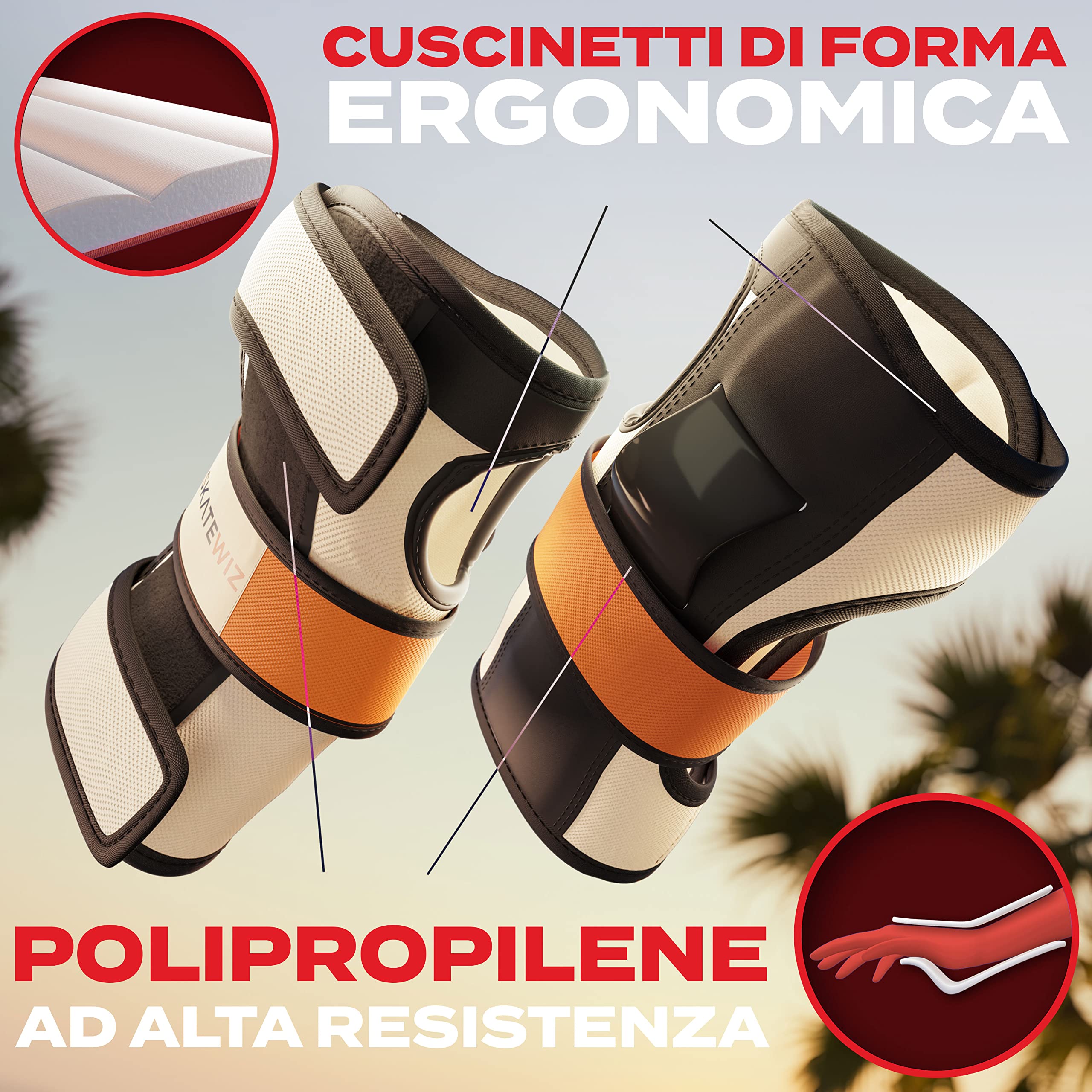 Protezioni Polsi Per Skateboard, Pattini, BMX - Adulti, Taglia M/L - Giallo, Blu, Lavanda - SKATEWIZ - Foto 5