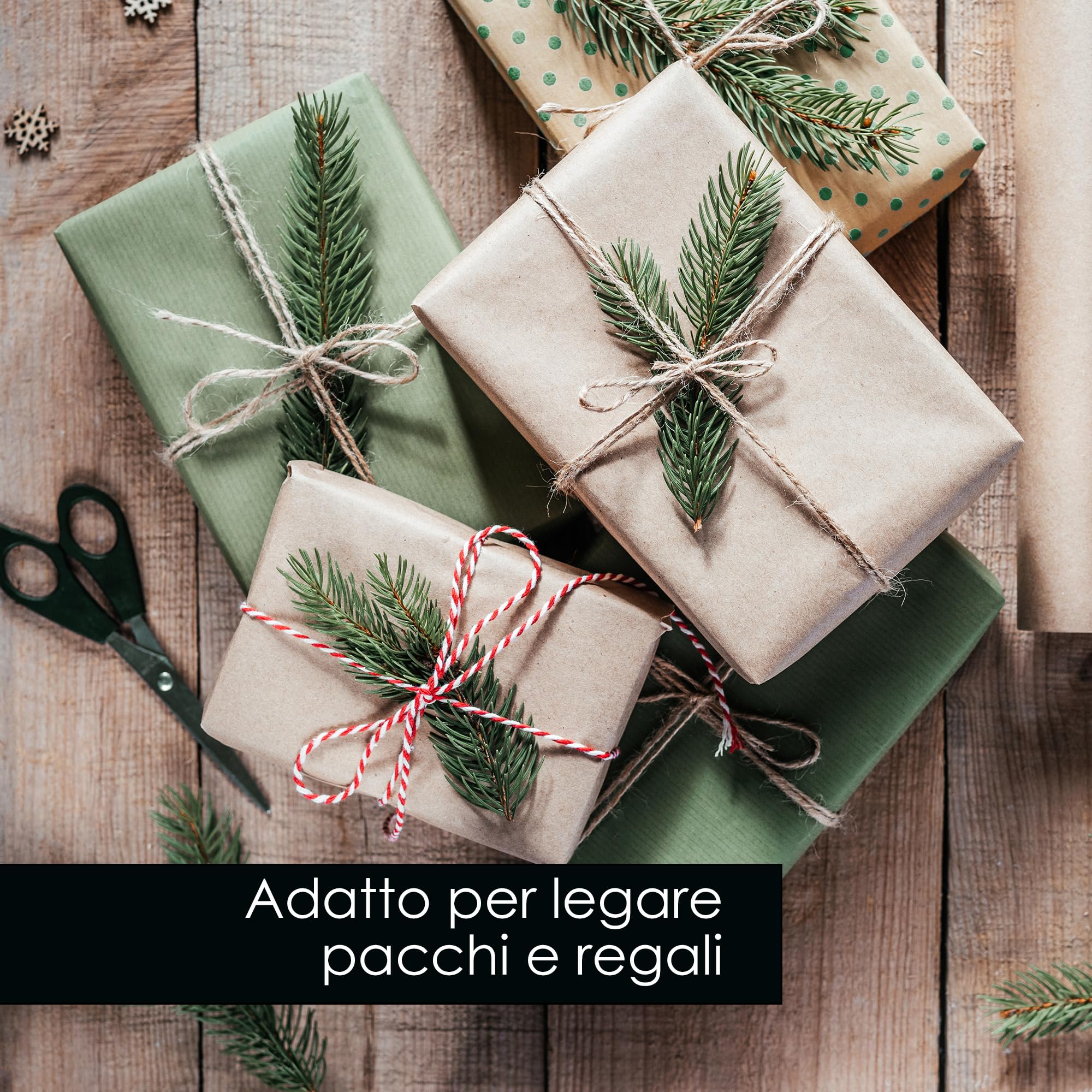 OfficeTree Spago di Juta Naturale 100 m - Cordino da 2 mm in Fibra Naturale per Fai-da-Te, Decorazioni, Giardinaggio e Confezioni Regalo