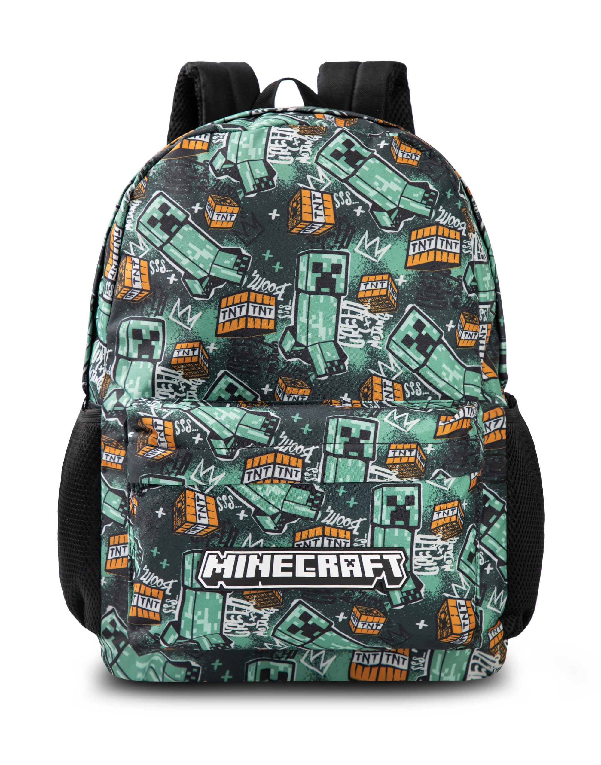 Minecraft Boys School Backpack Options | Kids Gamer Rucksack with Creeper, Zombie, Skeleton, Enderman & Cave Spider Print | Character Bag for School, Travel, Gaming, Day Trips | Official Merchandise