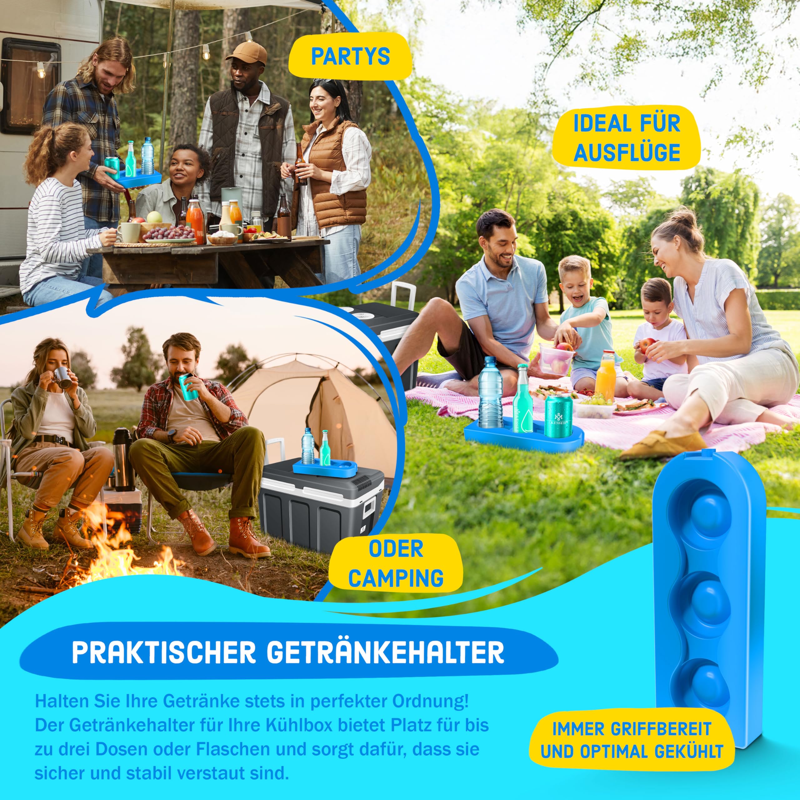 KESSER Kühlbox 40L mit Rollen Thermo-Elektrische Kühlbox 12V 230V ECO MAX Modus