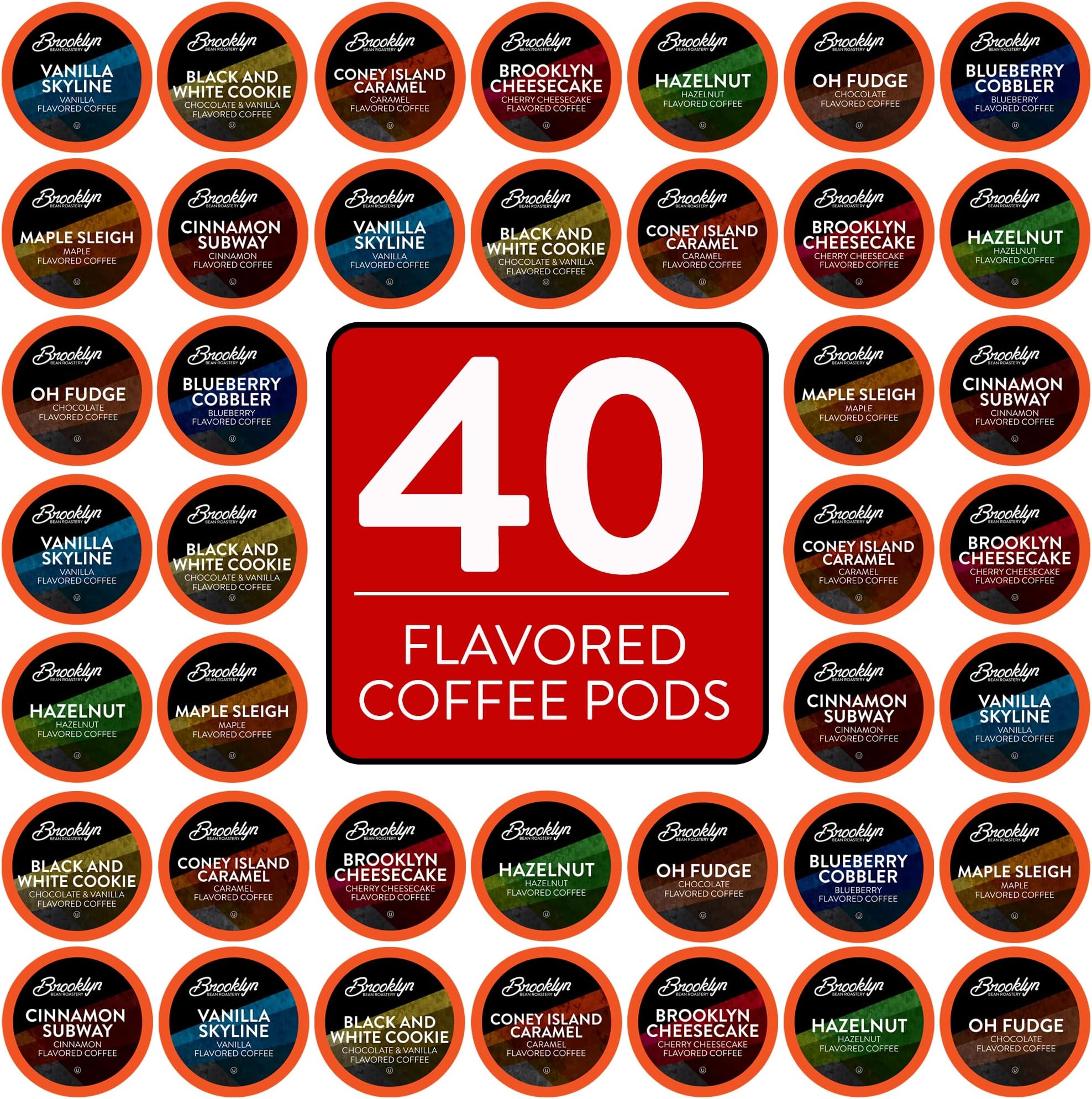 Flavored Coffee Pods Assorted Gourmet Variety Pack, Compatible with 2.0 Keurig K Cup Brewers, 40 Count