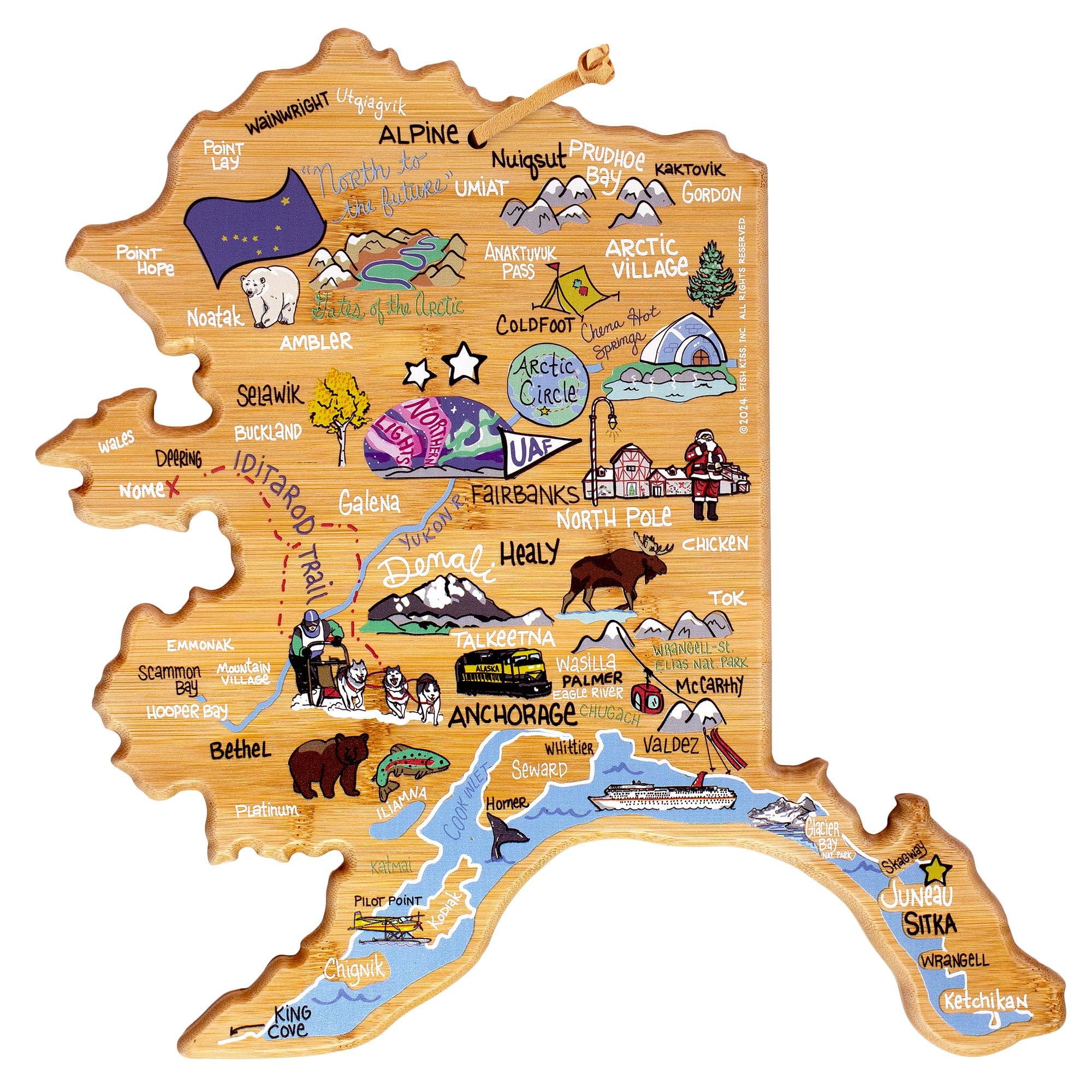 Totally Bamboo Alaska State Shaped Cutting Board