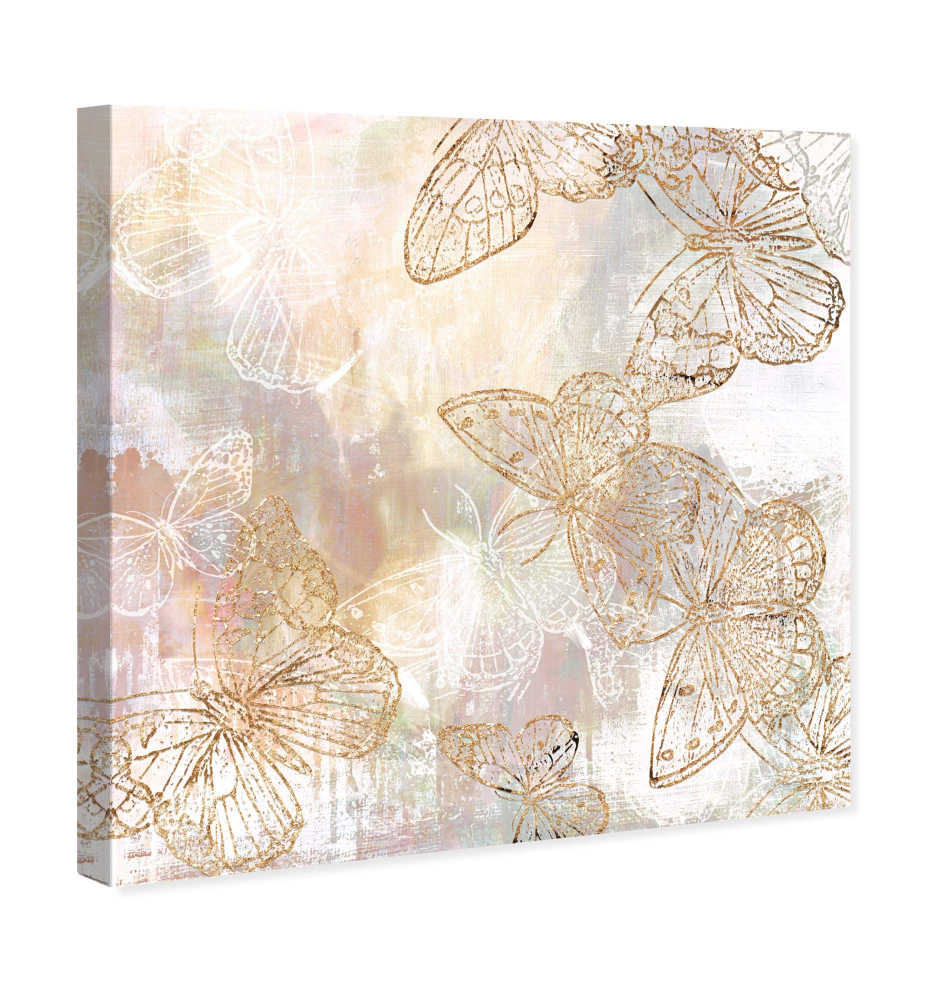 Wynwood Studio Animals Wall Art Canvas Prints 'Butterfly Garden' Insects Home Décor, 30" x 30", Gold, White