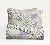 Chezmoi Collection Daisy Queen Quilt Set: Purple Butterfly Botanical Patchwork, Reversible Microfiber Bedspread 3-Piece