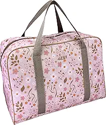 Bolsa de Viagem com Estampa Floral, Rosa e Bege, BV6459