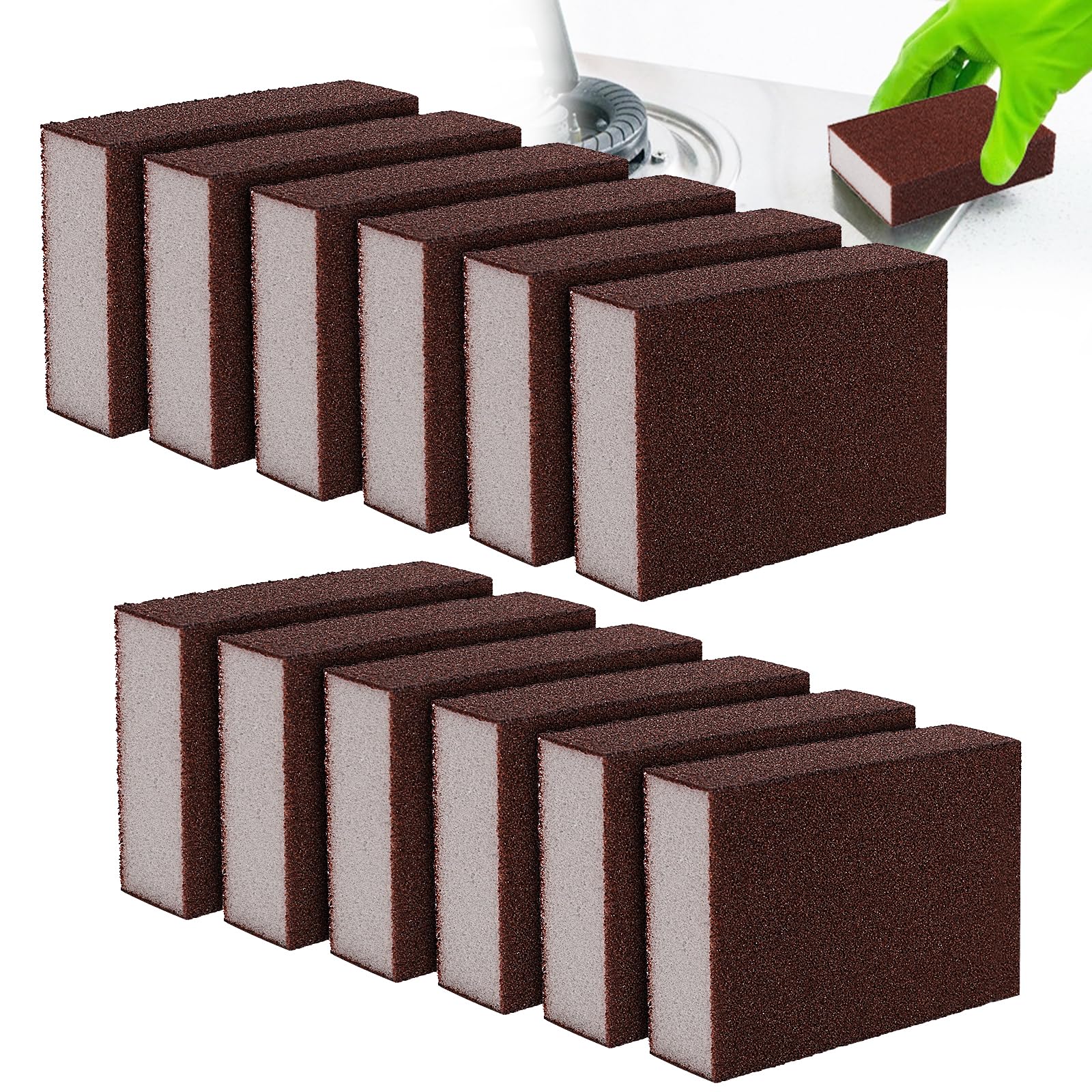 12 stuks schuursponzen van nylon, 15 cm x 10 cm, reinigingsvlies