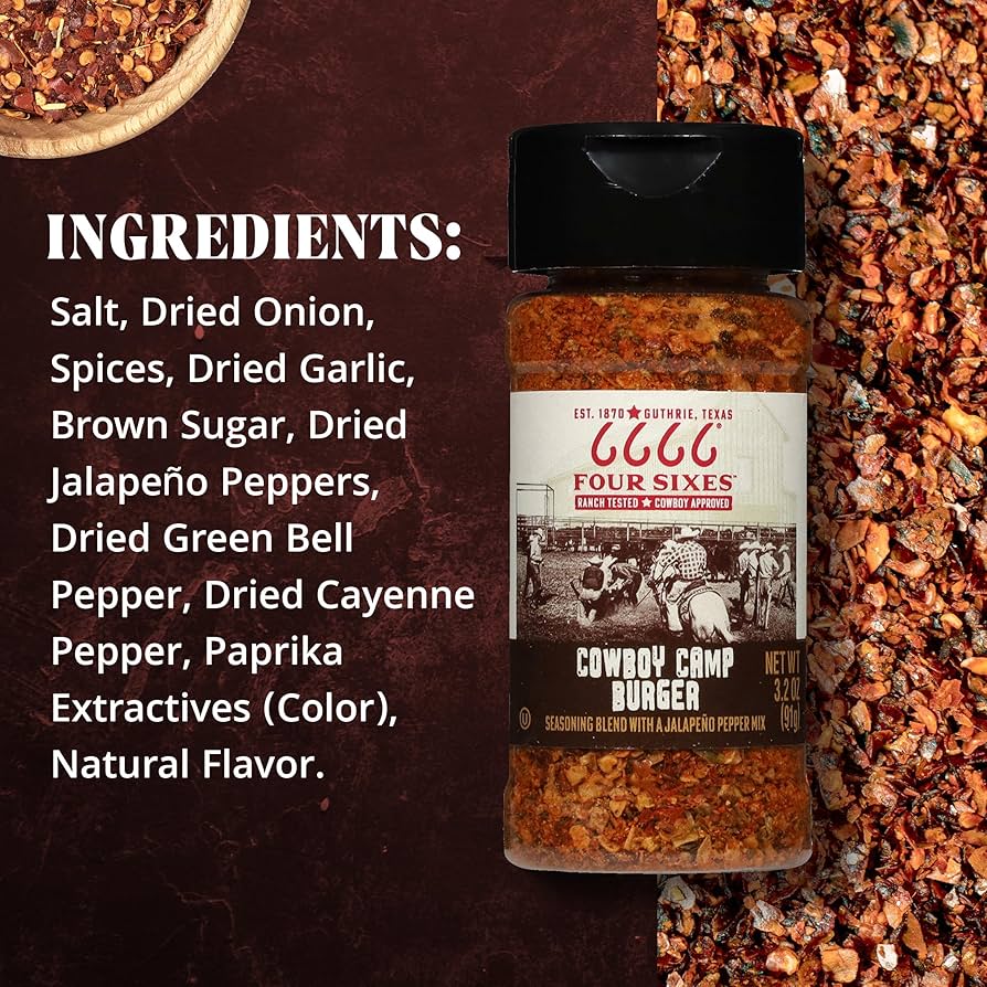 油彩『Burger Set』 Four Sixes Cowboy Camp Burger Seasoning – Shop 6666 Ranch