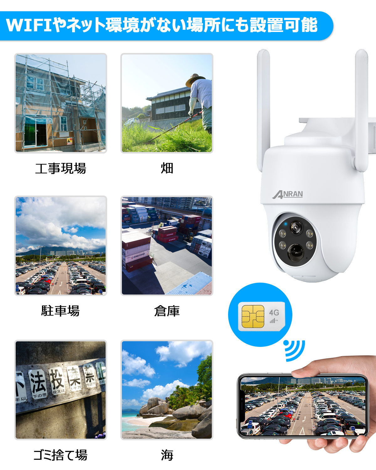 最新4G防犯カメラ・wifi不要・SIM/SDカード付き】ANRAN 4g Amazon.co.jp: 【最新4G防犯カメラ・wifi不要・SIM/SDカード内蔵
