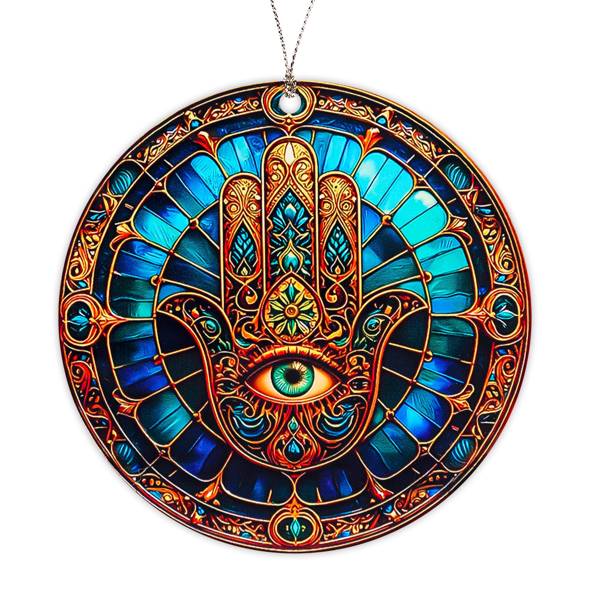 Evil Eye Christmas Ornament 2026 with Hamsa Hand and Fatima Symbol for Christmas Tree, Mystical Spiritual Decor and Good Luck Gift, Bohemian Holiday Decoration for Home, Women and Meditation Spaces
