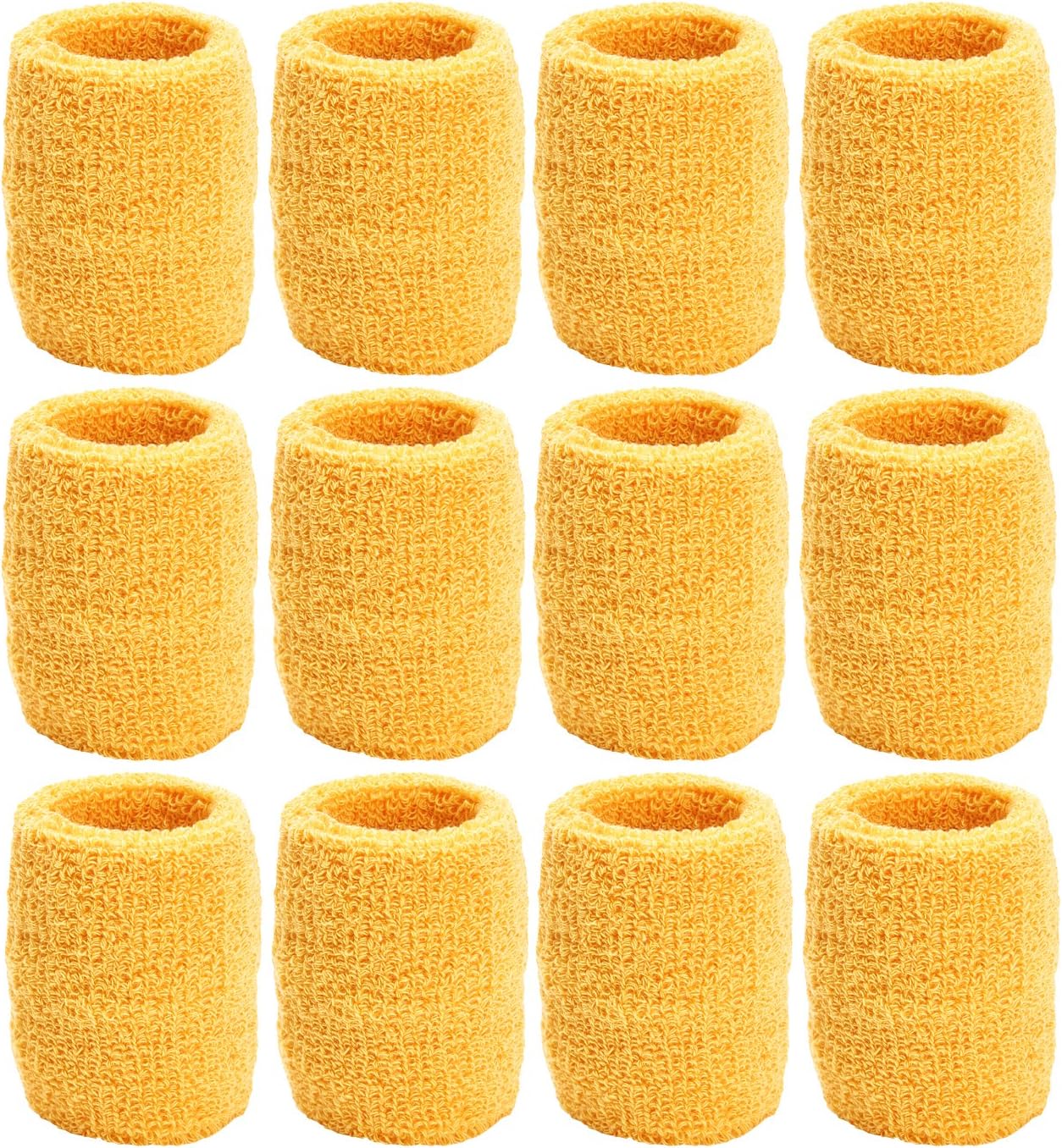 Tourna Unique Sports Wristbands Sweatbands Pack of 12 (6 Pairs) - Made in USA Cotton, Plush Absorbent for Tennis, Basketball