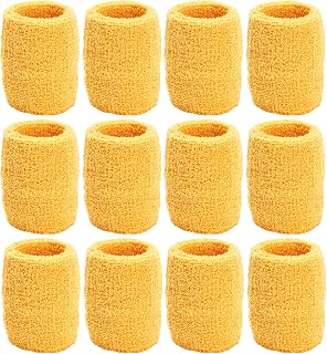 Tourna Unique Sports Wristbands Sweatbands Pack of 12 (6 Pairs) - Made in USA Cotton, Plush Absorbent for Tennis, Basketball