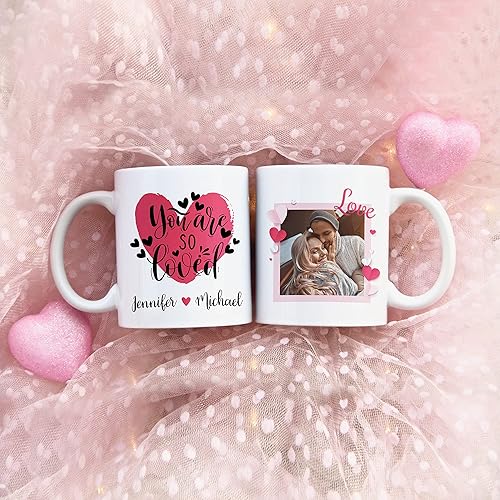 Miniatura 8 de Taza personalizada para el día de San Valentín con cita y foto de pareja dentro de 1 de 9 marcos de amor, 11 o 15 onzas, 9 colores, regalos