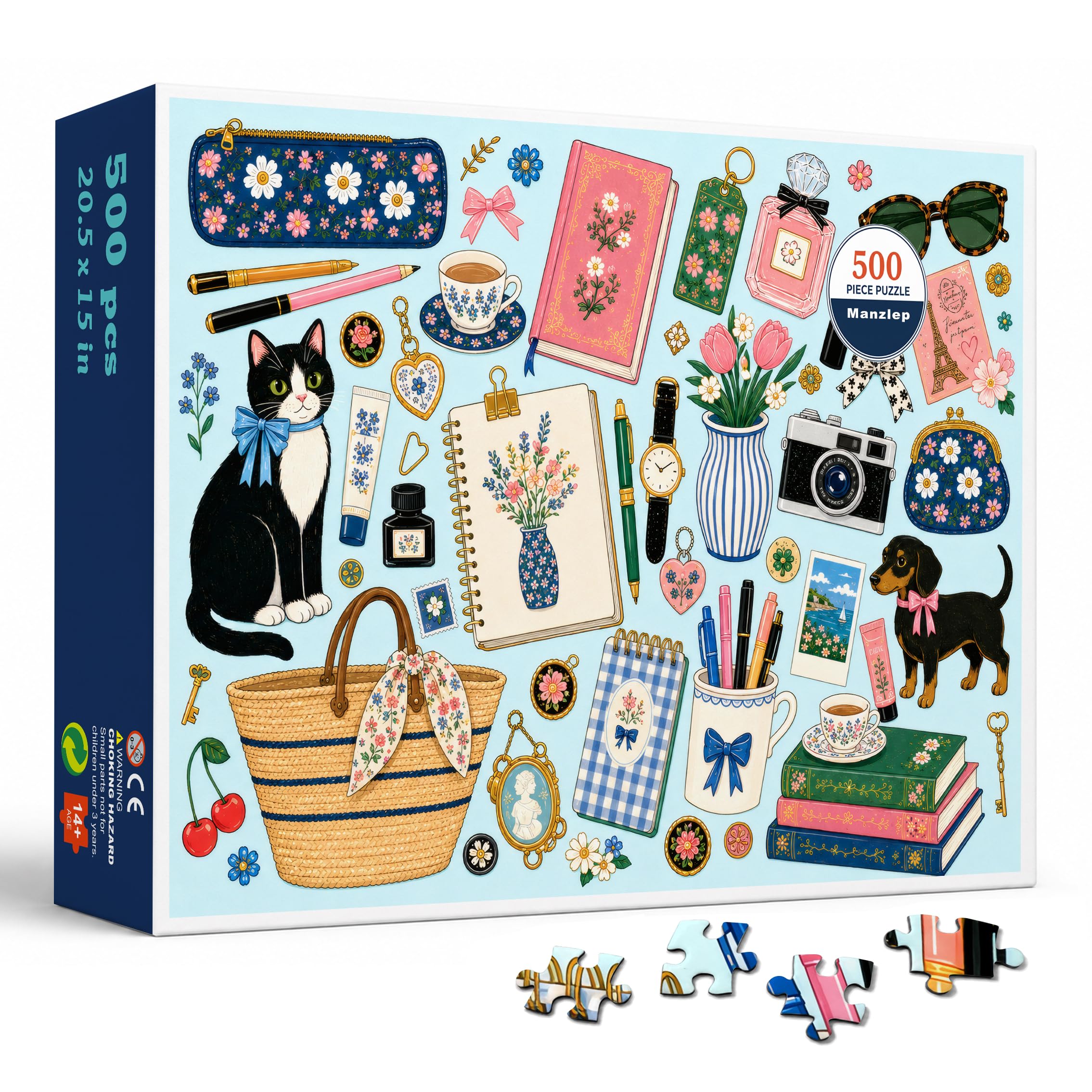 Manzlep Cottagecore Desk Collage 500 Piece Puzzle for Adults & Teens