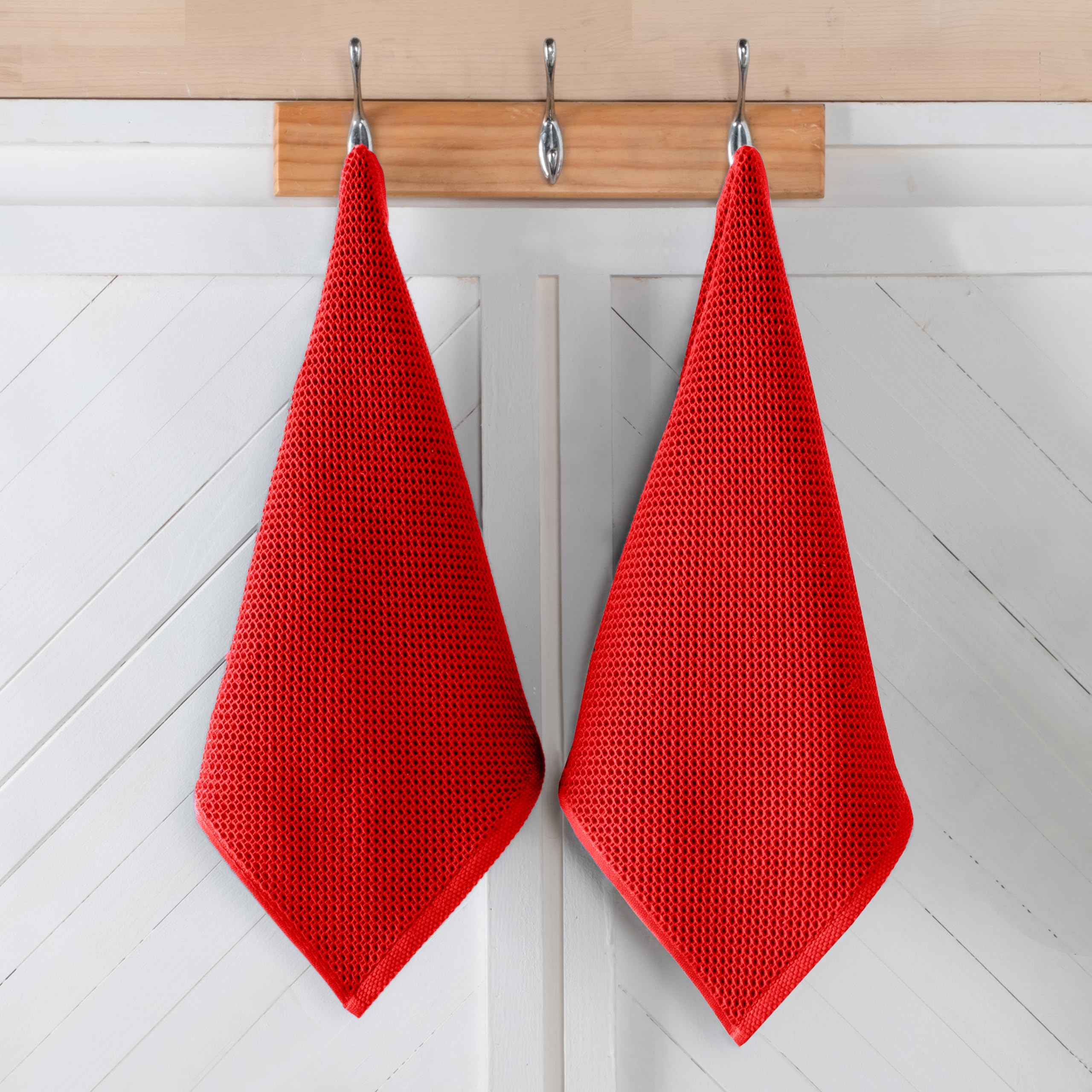 Elegant Comfort Lot de 6 torchons de cuisine 100 % coton turc gaufré, de qualité supérieure, super absorbants, ultra doux, multi-usages, 40,6 x 63,5 cm, rouge