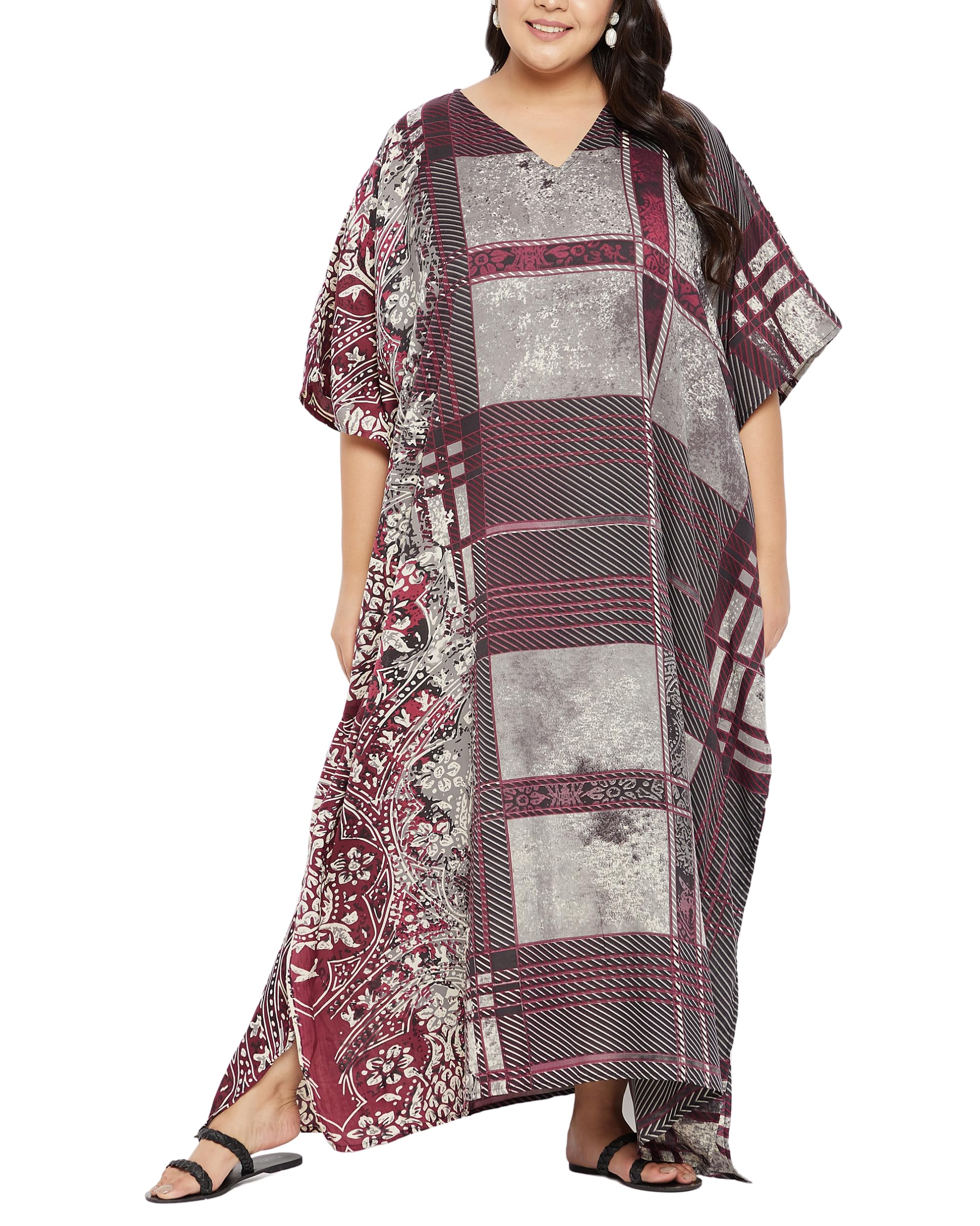 Oussum Women Kaftan Plus Size Polyester Summer Lightweight Caftan Swimsuit Cover Ups Maxi African Mumu Lounge House Dress