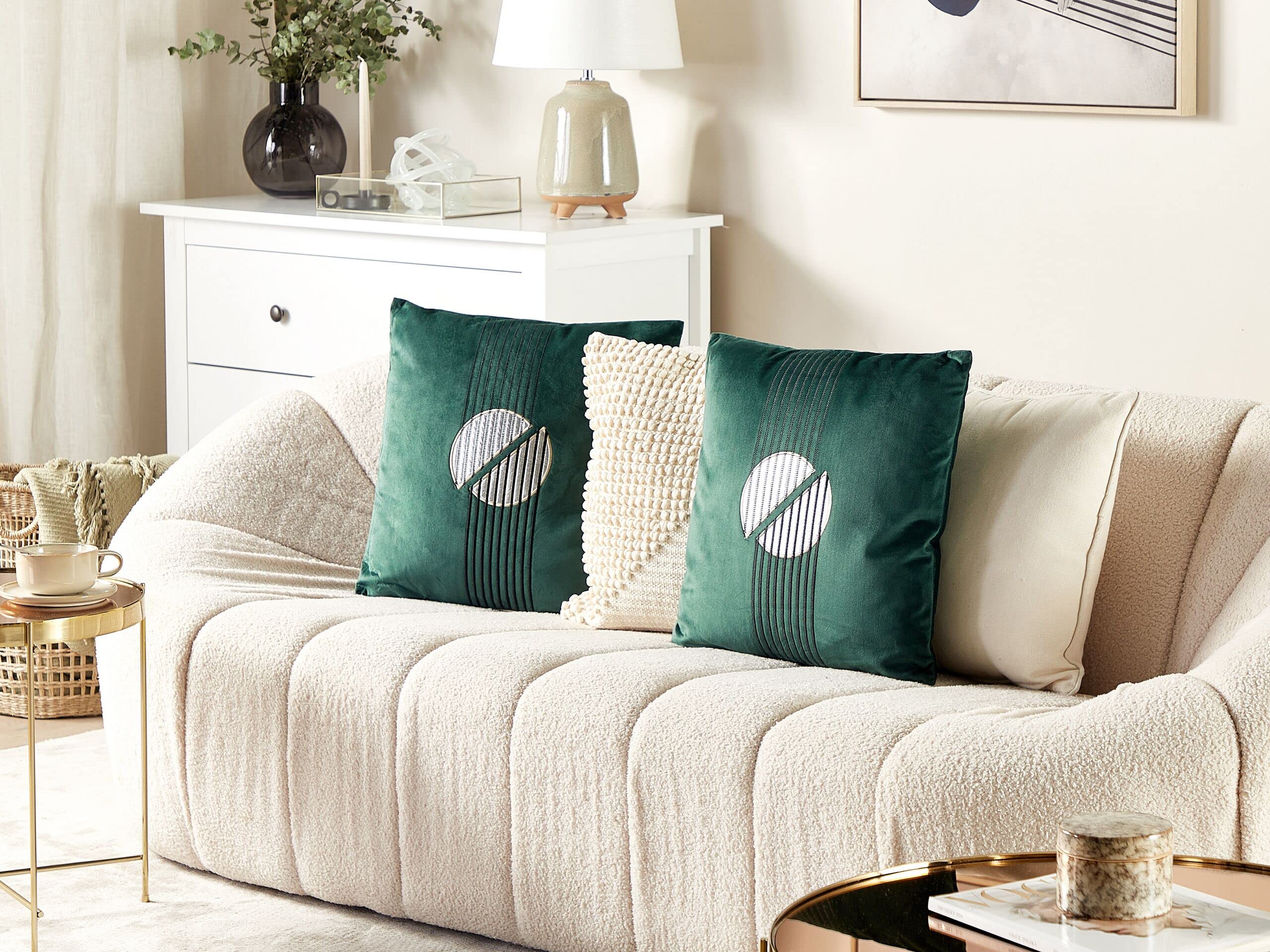 Beliani Set di 2 cuscini decorativi con motivo geometrico Verde 45 x 45 cm