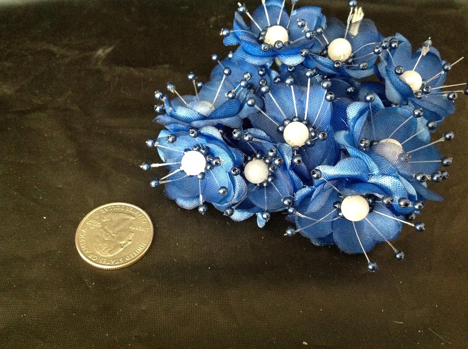 72 Royal blue Wedding Bridal Pearl Satin Organza Flower