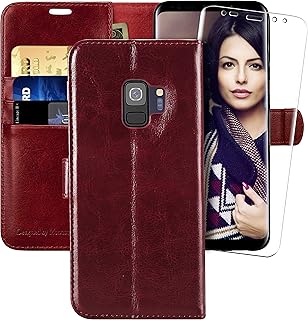 MONASAY Galaxy S9 Wallet Case, 5.8-inch, [Screen Protector Included][RFID Blocking] Flip Folio Leather Cell Phone Cover with Credit Card Holder for Samsung Galaxy S9