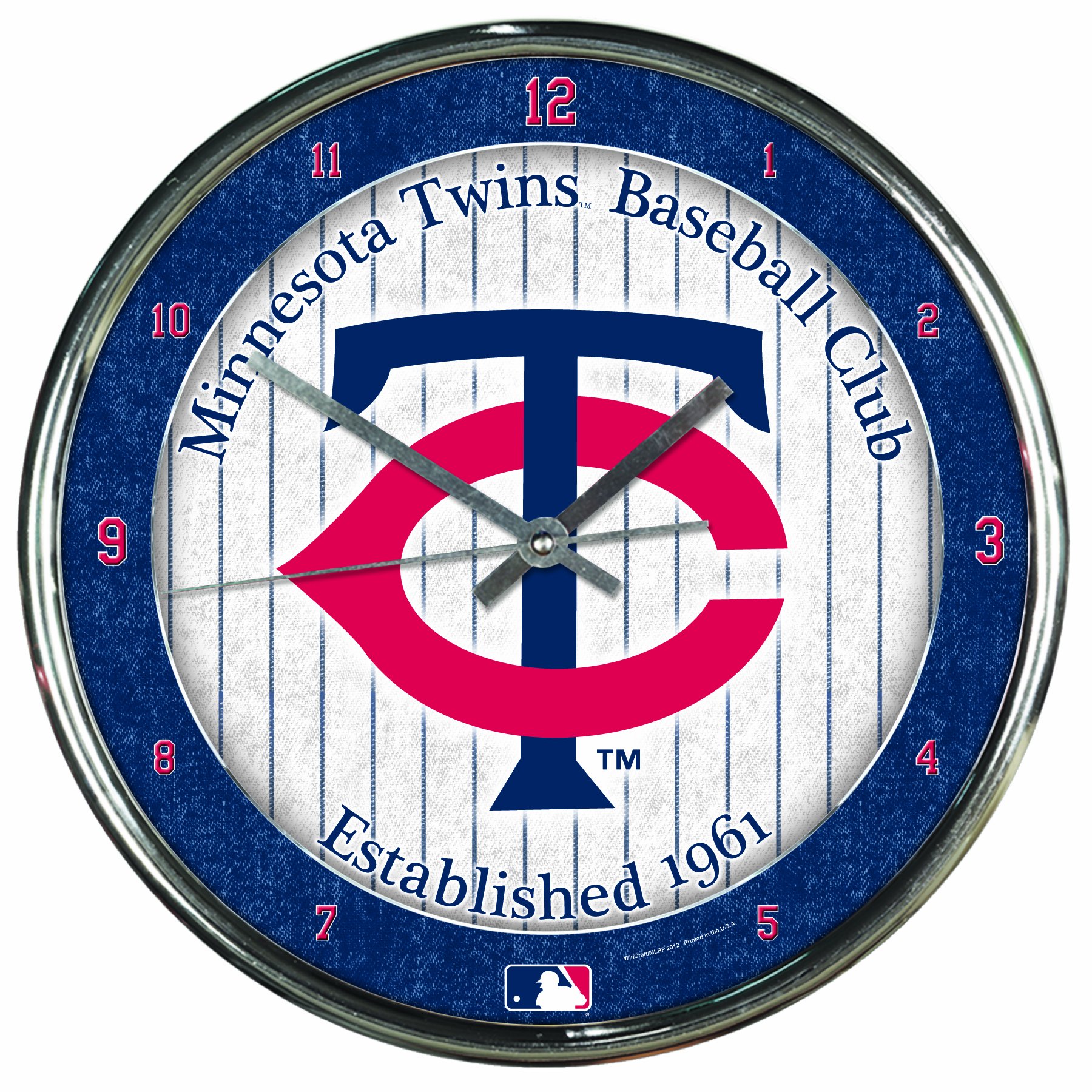 MLB Minnesota Twins Chrome Wall Clock, 12 x 12-Inch