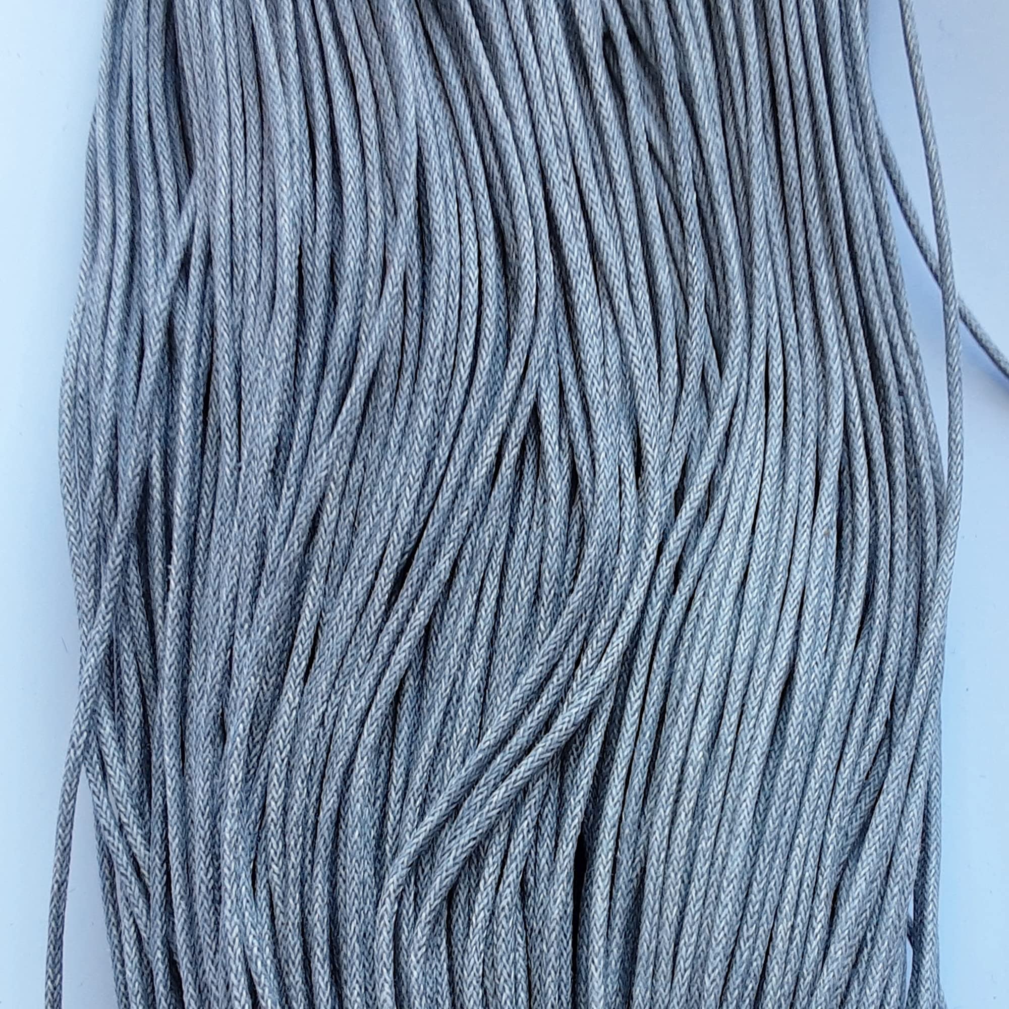 1.5mm Waxed Cotton Cord 6 meters for jewellery & craft making (Lt.Grey)