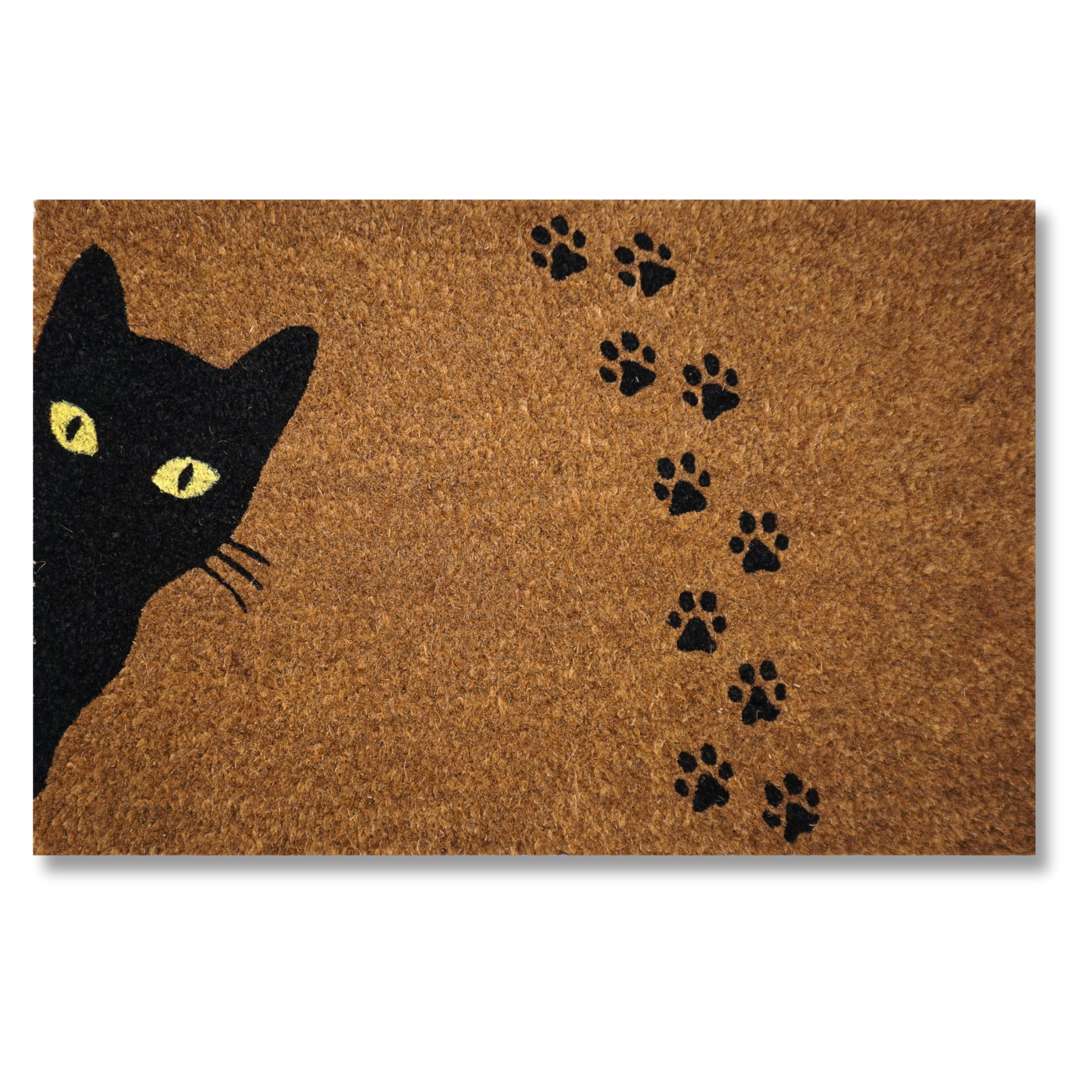 koko doormats Felpudo Entrada casa Originales - Felpudo Exterior Gato Negro Huellas - Felpudos Originales - Felpudo Coco y Base de PVC - Alfombra Entrada casa - 60x40x1.50 cm.