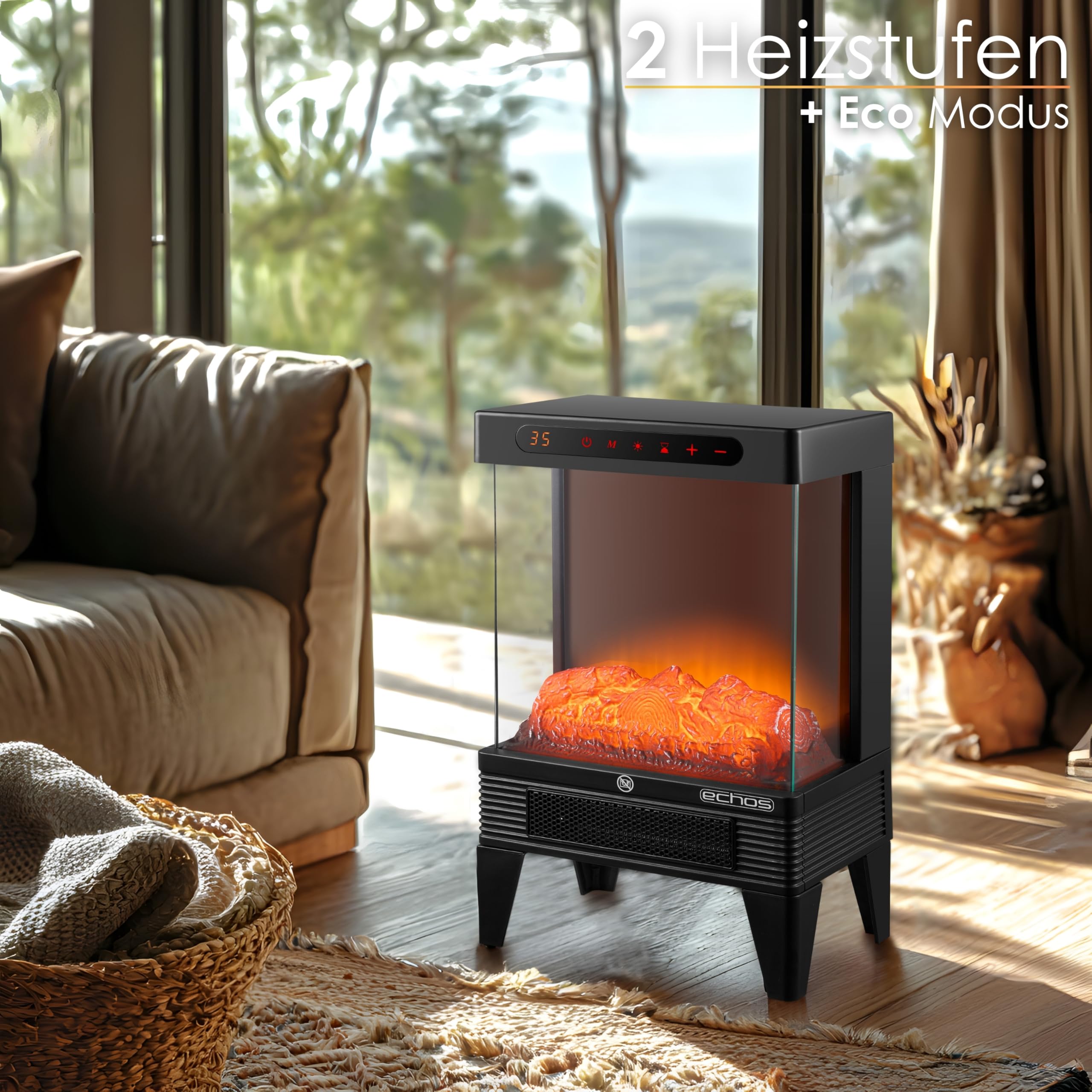 Elektrokamin mit Heizung Heizlüfter energiesparend 1500W Elektro Kamin mit Heizung Kaminillusion Flammeneffekt Elektroheizung geräuscharm Kaminofen Elektrischer Heizung Fernbedienung