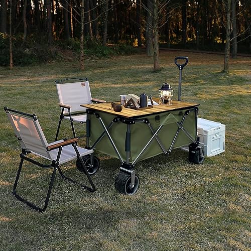 Miniatura 3 de SENOSUR HOME Carros de playa plegables resistentes con mesa plegable y red de carga verde