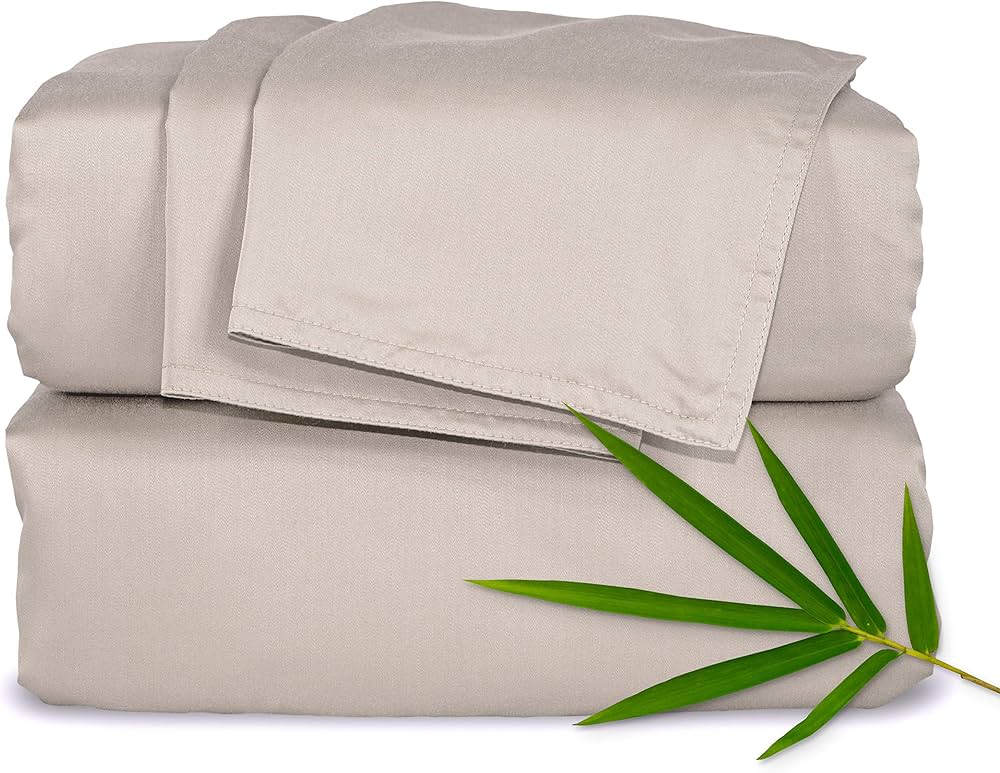 King Sheets by Pure Bamboo, Genuine 100% Organic Viscose Derived from Bamboo Bed Sheet Set, Luxuriously Soft & Cooling, Double Stitching, Lifetime Quality Promise (King, Sand)
