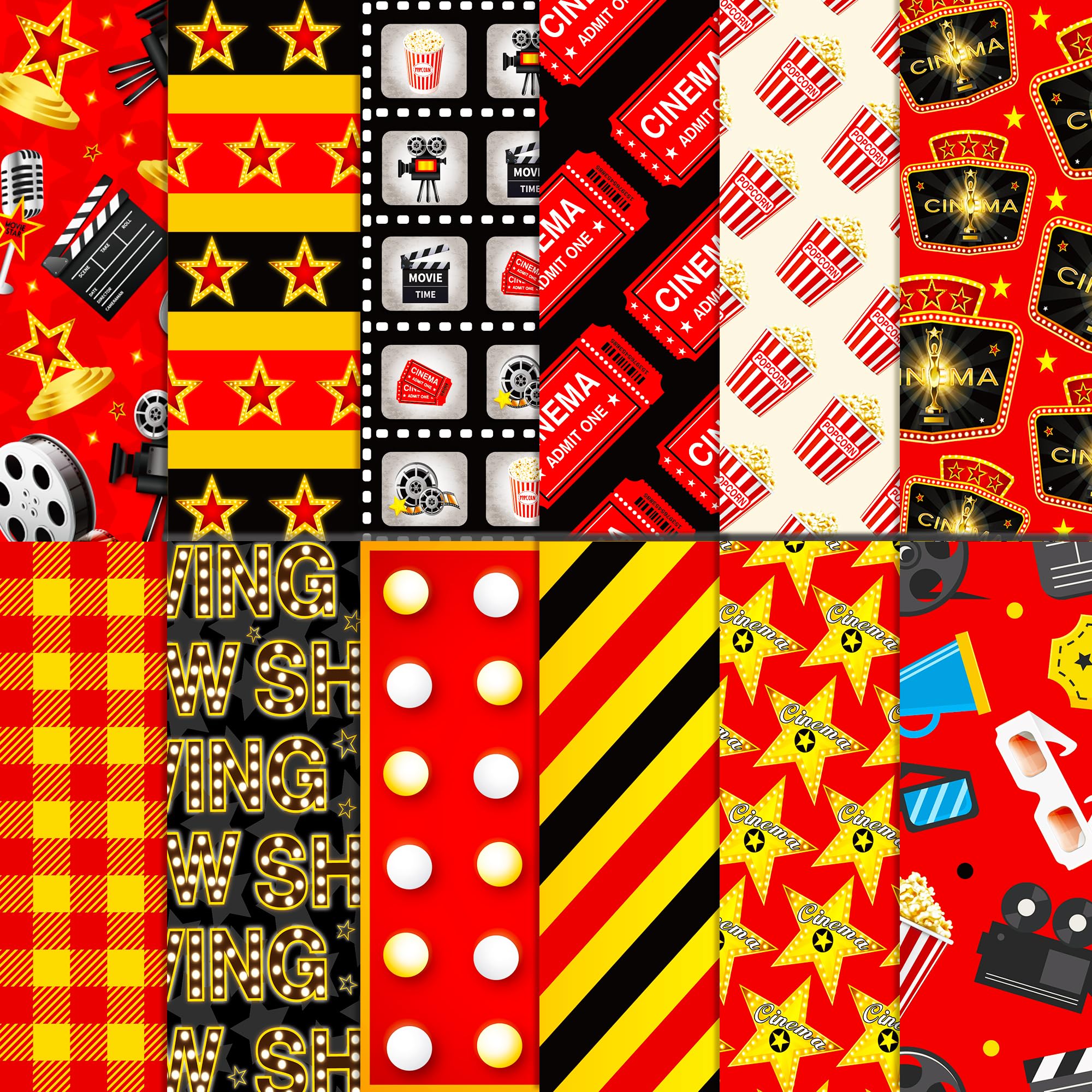 Papier z czerwonego dywanu, 30 x 30 cm, album do scrapbookingu, dwustronny, składany, płaski, do samodzielnego wykonania kart, scrapbookingu, albumu fotograficznego, dekoracji, 12 wzorów