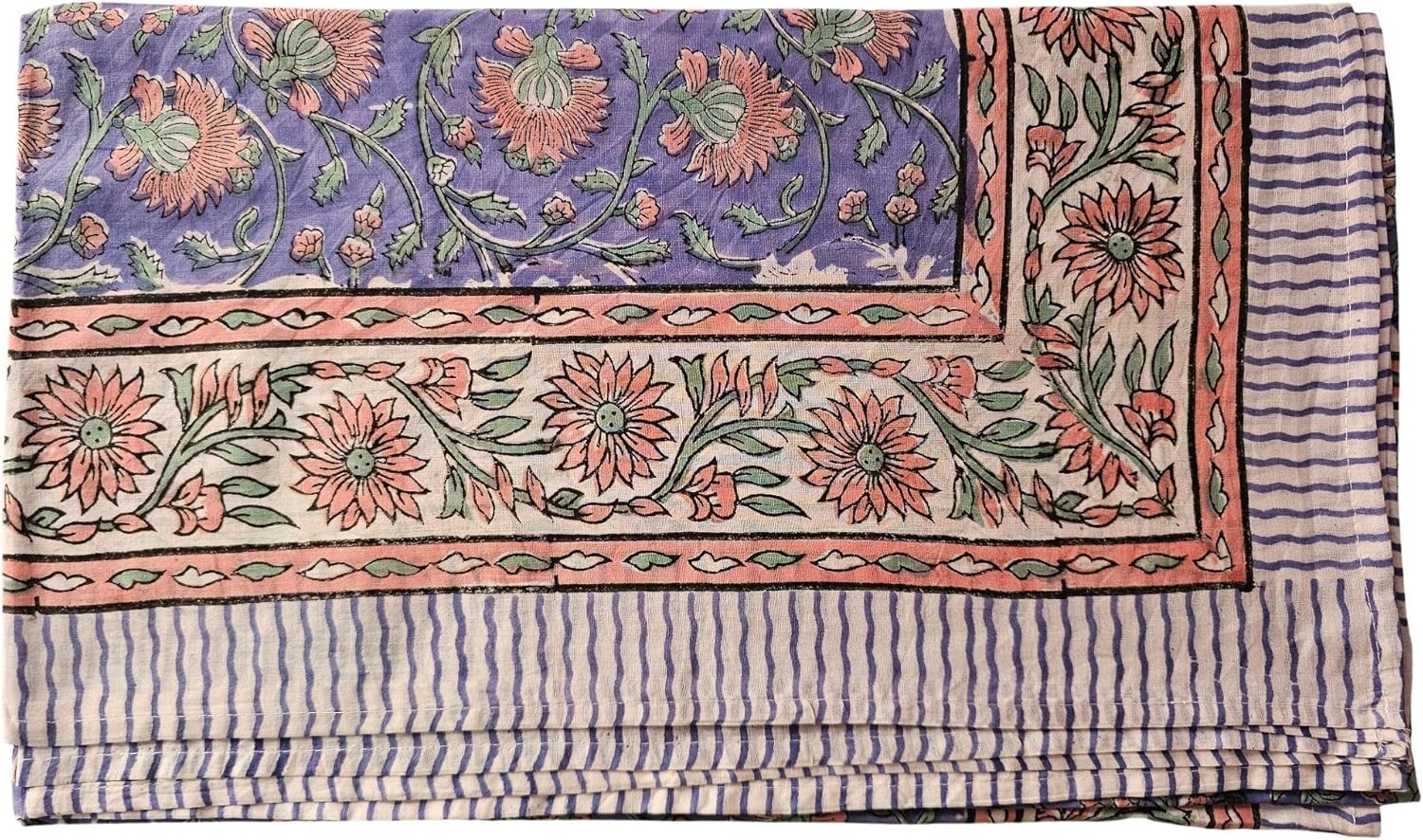 INDIANHANDICRAFT Floral Handmade Handblock Printed 100% Pure Cotton Sarong Pareo for Women, Pefect Beach Cover-up or Wrap, Size - 44 inch X 72 inch Multicolor - Image 2